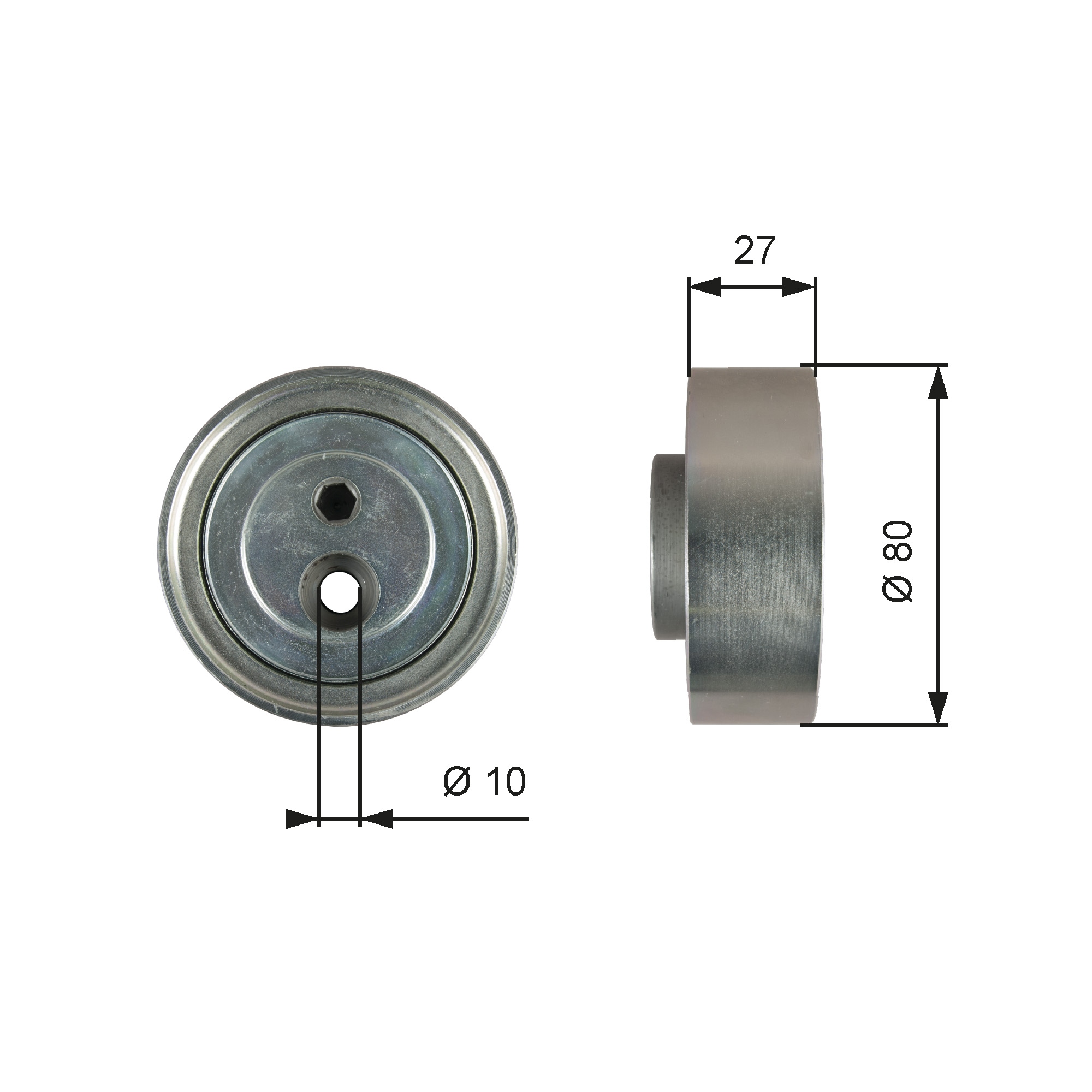 Deflection/Guide Pulley, V-ribbed belt - T36755 GATES