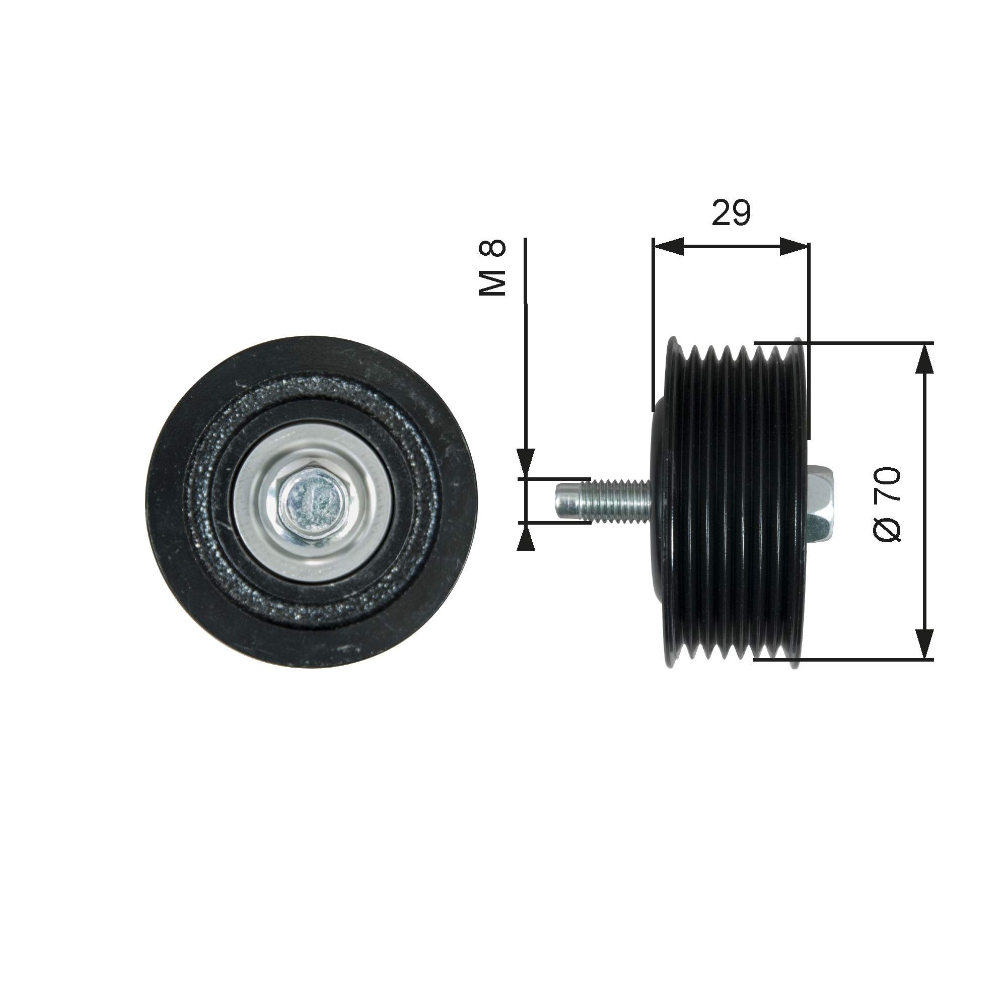 Deflection/Guide Pulley, V-ribbed belt - T36773 GATES