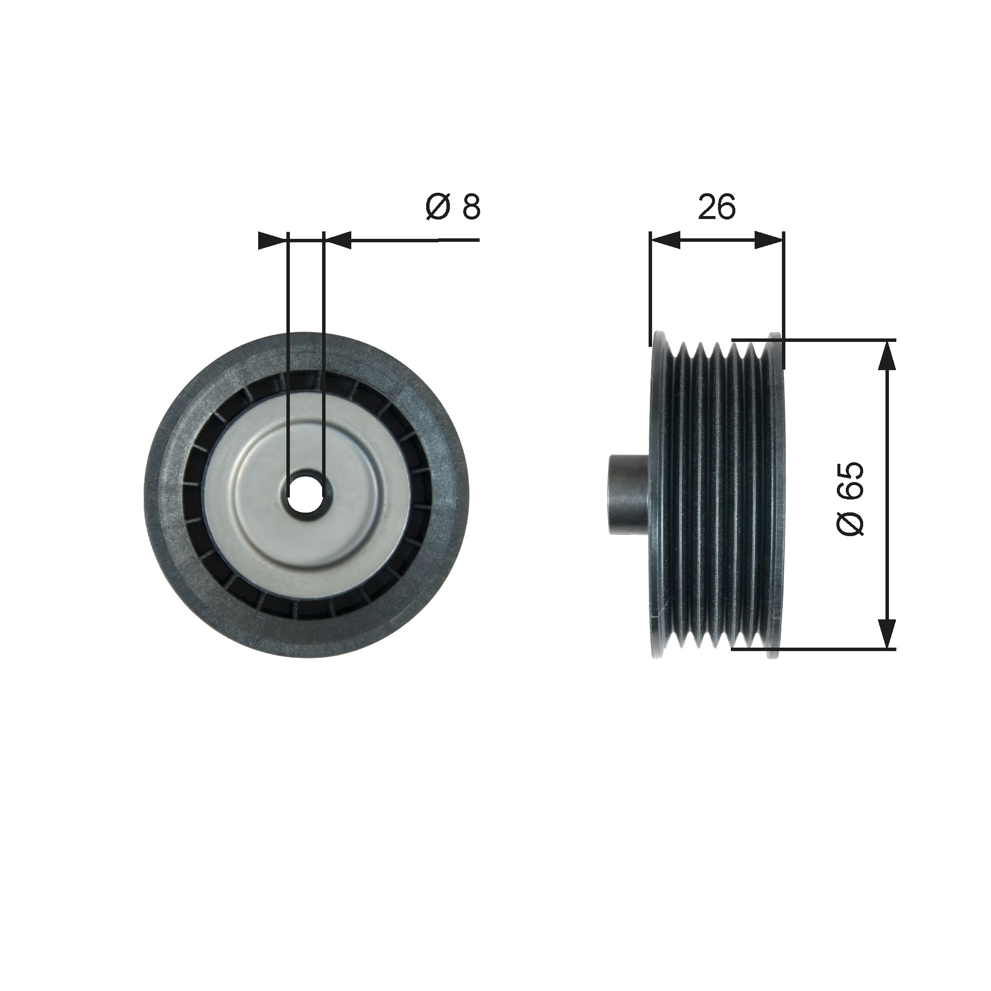 Deflection/Guide Pulley, V-ribbed belt - T36776 GATES