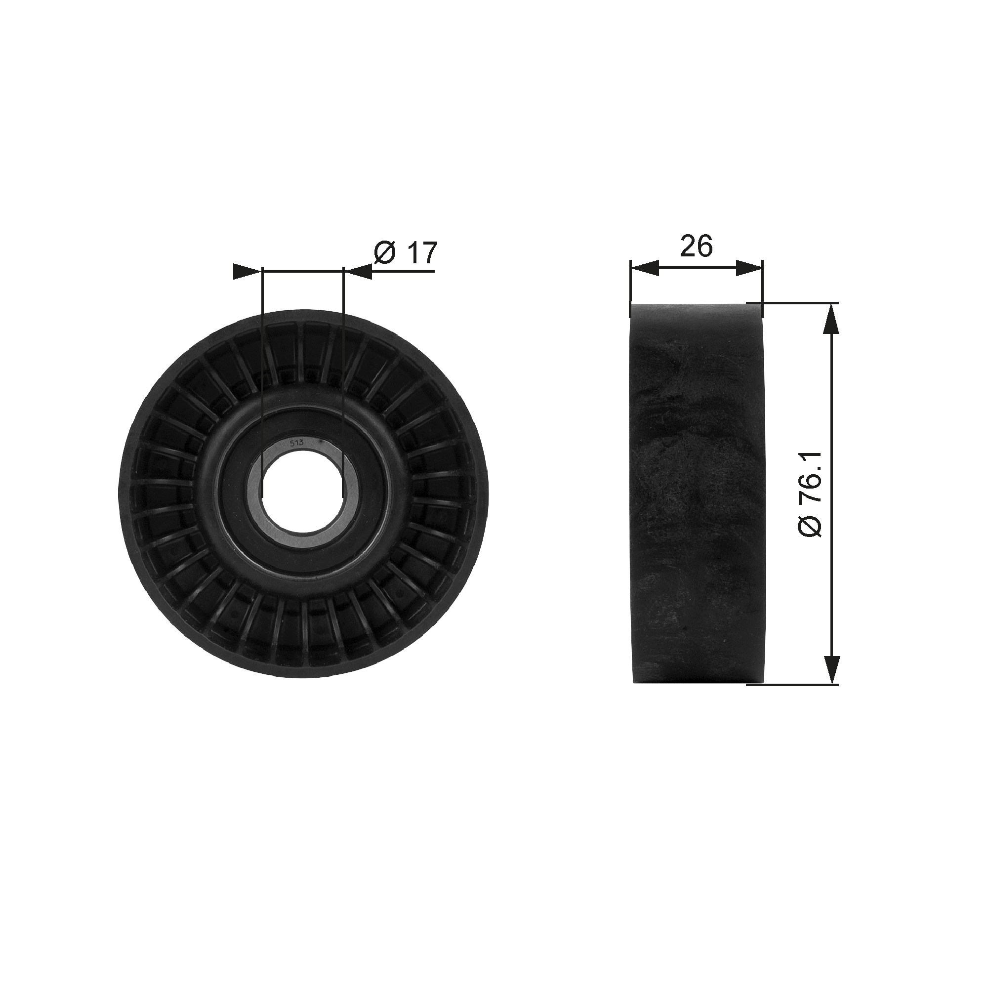 Deflection/Guide Pulley, V-ribbed belt - T38015 GATES