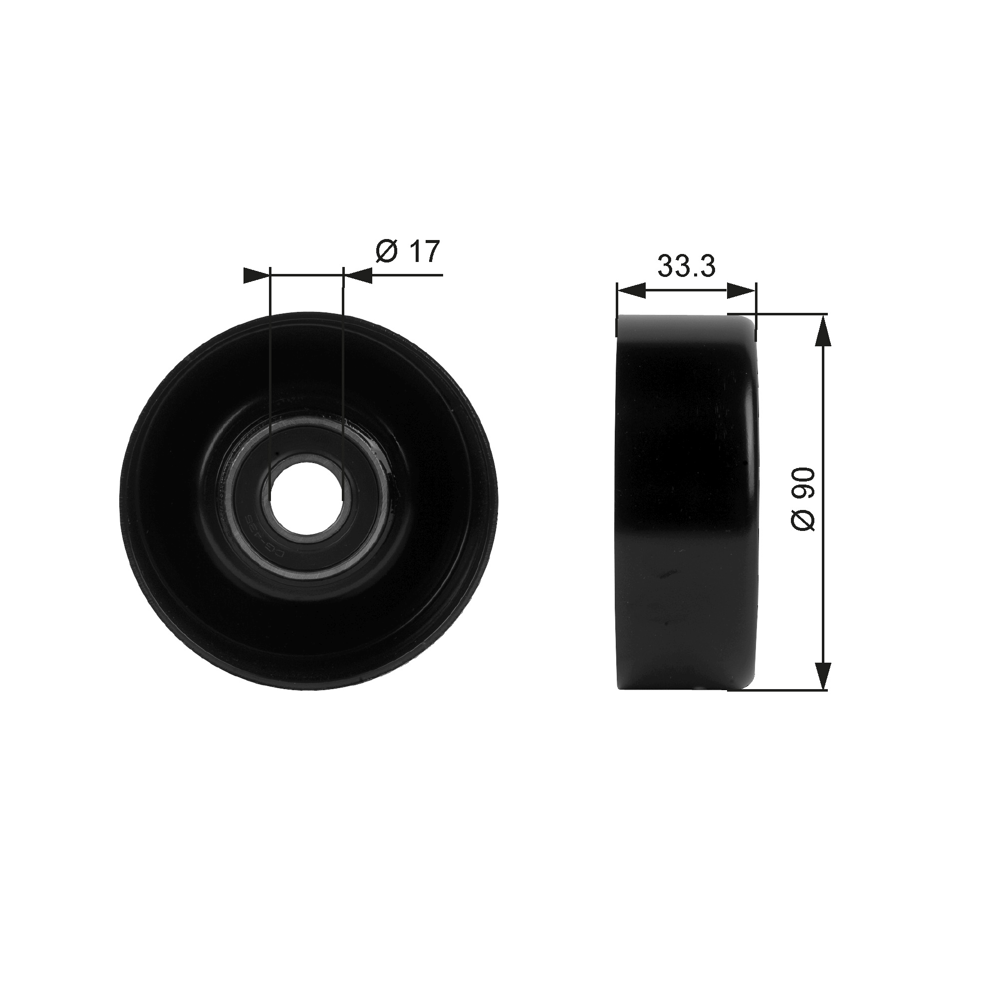 Deflection/Guide Pulley, V-ribbed belt - T38033 GATES