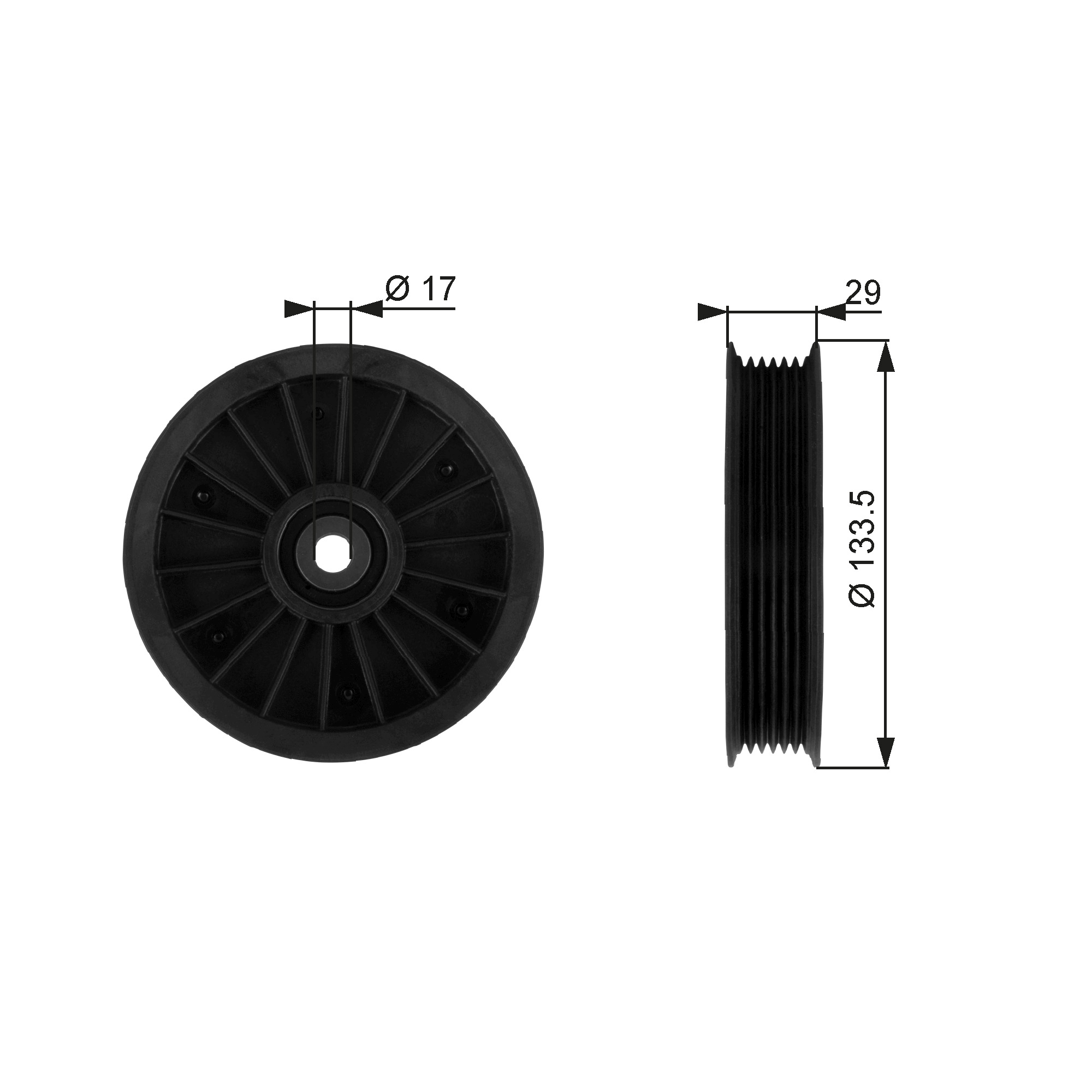Deflection/Guide Pulley, V-ribbed belt - T38034 GATES