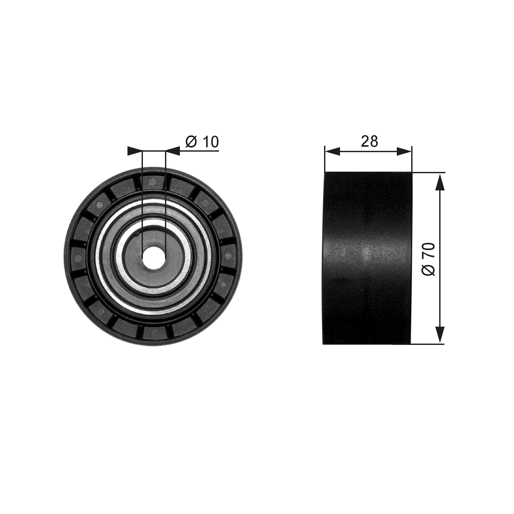 Deflection/Guide Pulley, V-ribbed belt - T38073 GATES