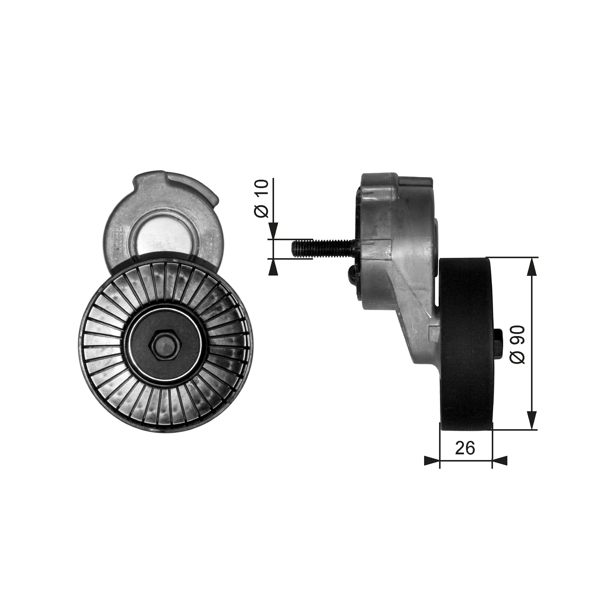 Belt Tensioner, V-ribbed belt - T38113 GATES
