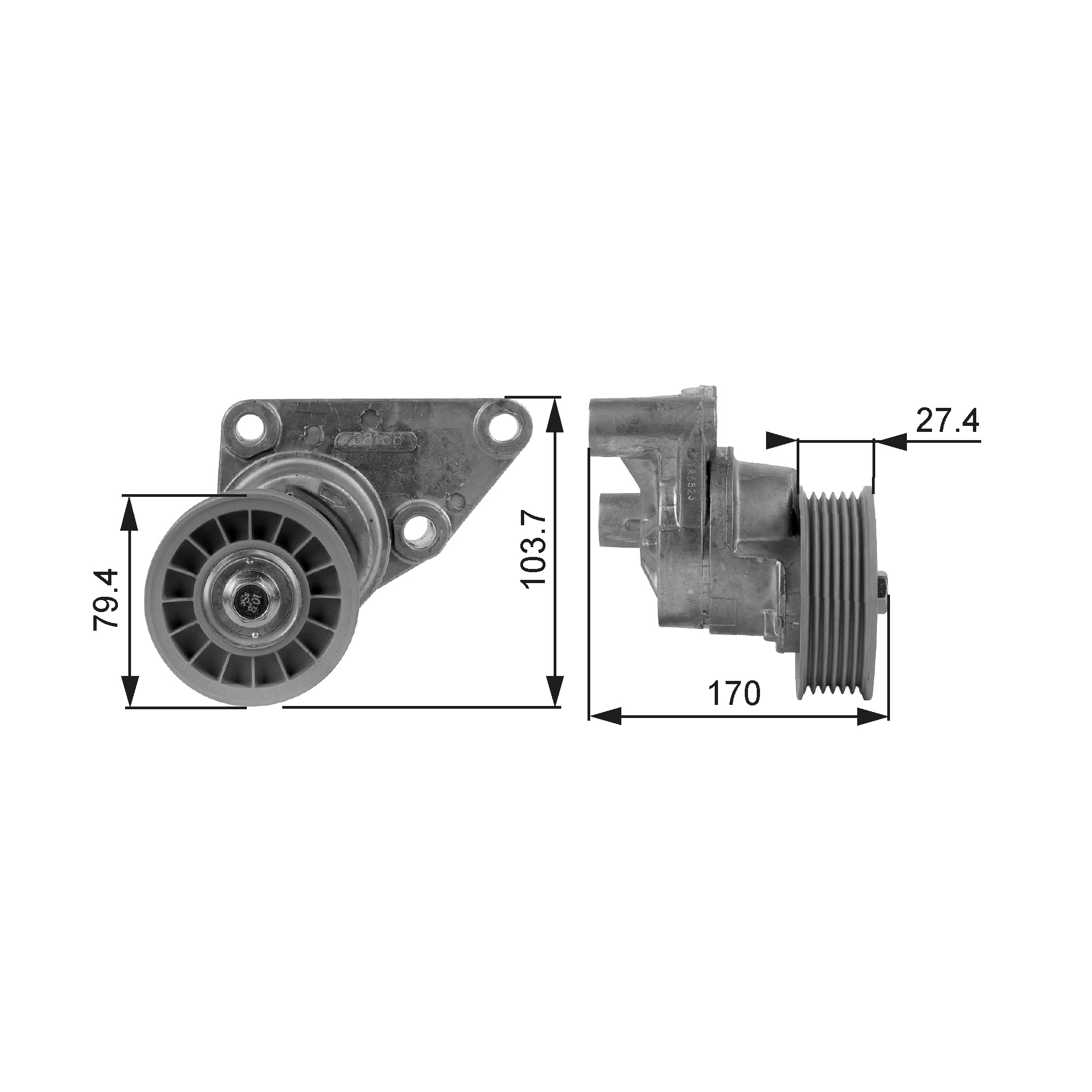 Belt Tensioner, V-ribbed belt - T38158 GATES