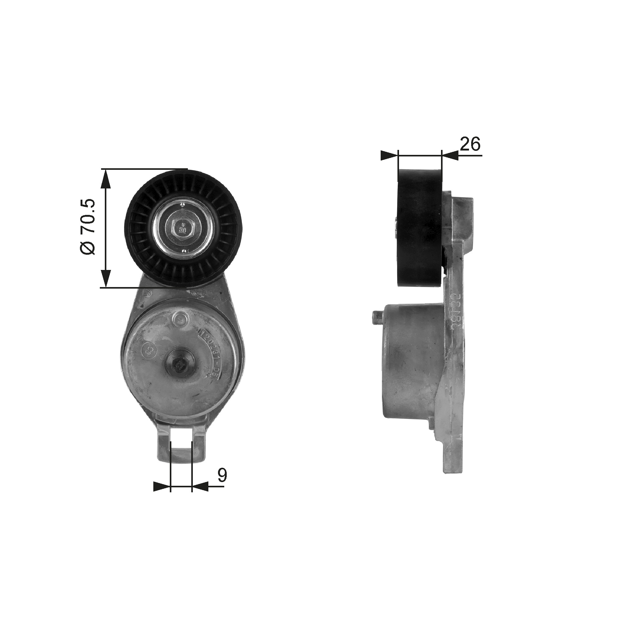 Belt Tensioner, V-ribbed belt - T38185 GATES