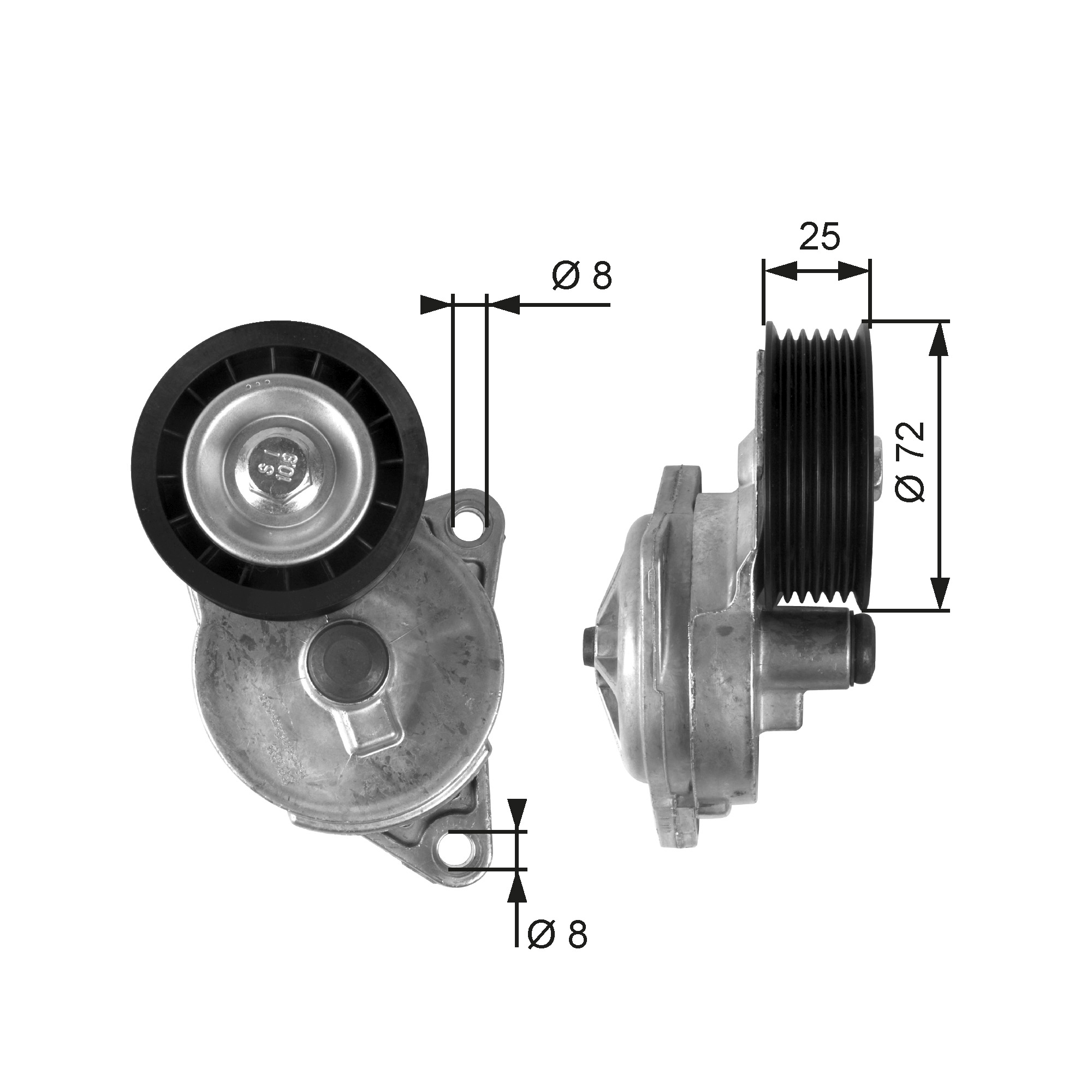 Belt Tensioner, V-ribbed belt - T38188 GATES