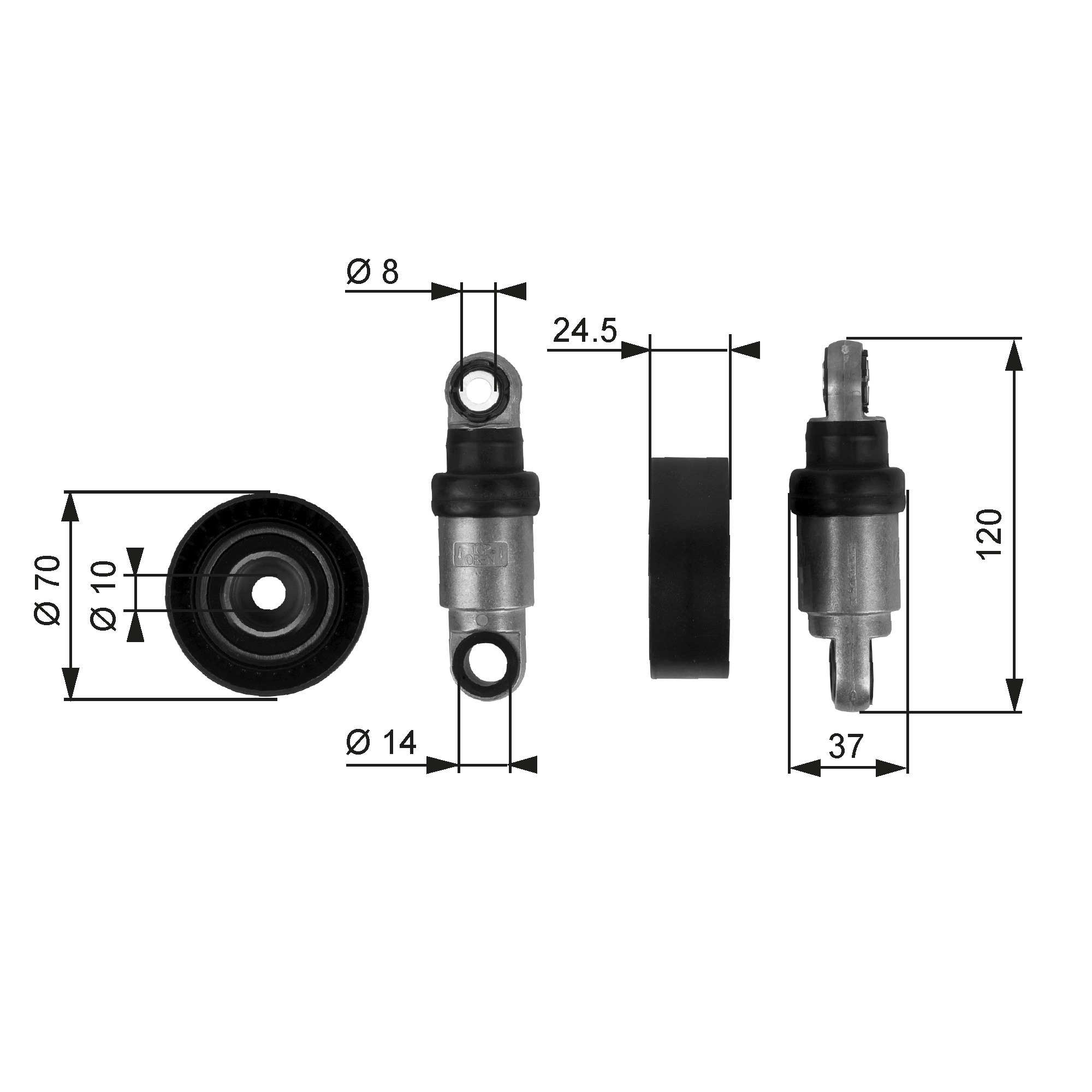 Tensioner Pulley, V-ribbed belt - T38242 GATES
