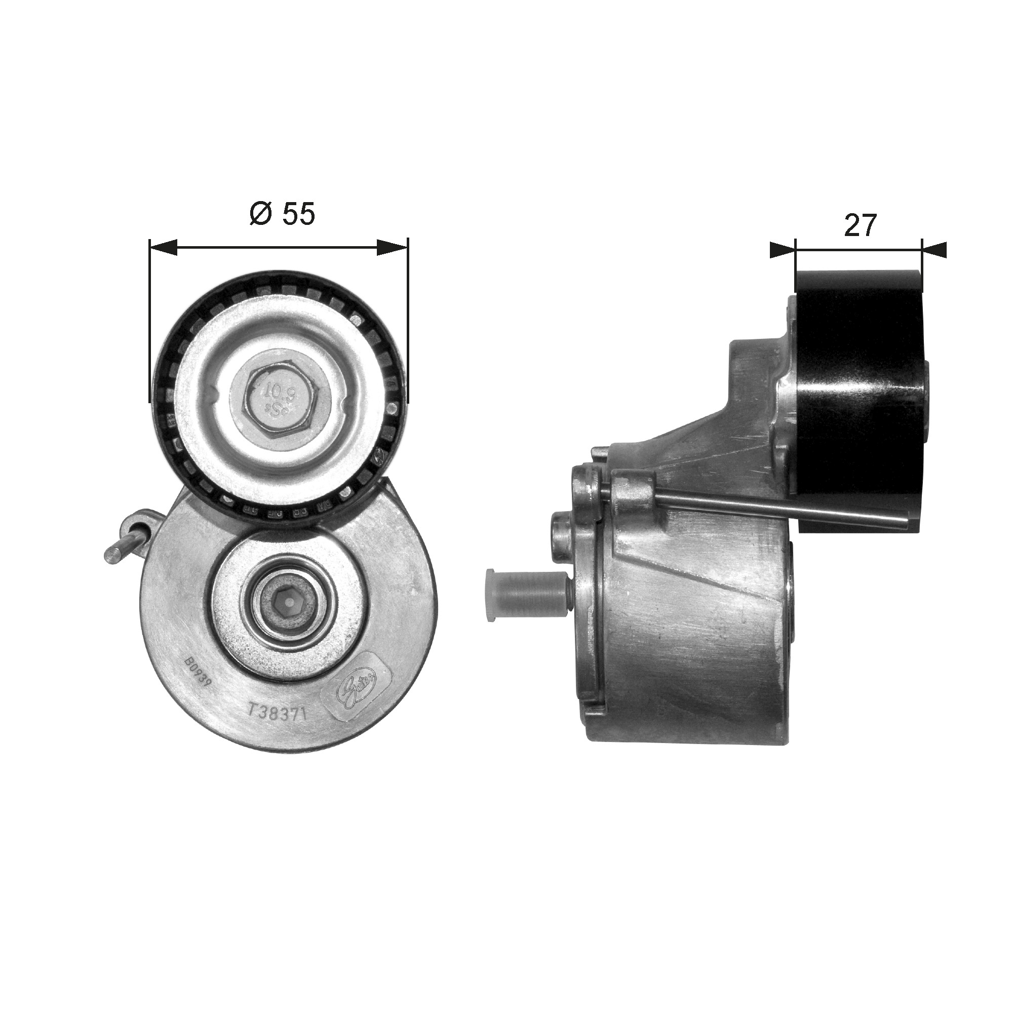 Belt Tensioner, V-ribbed belt - T38371 GATES