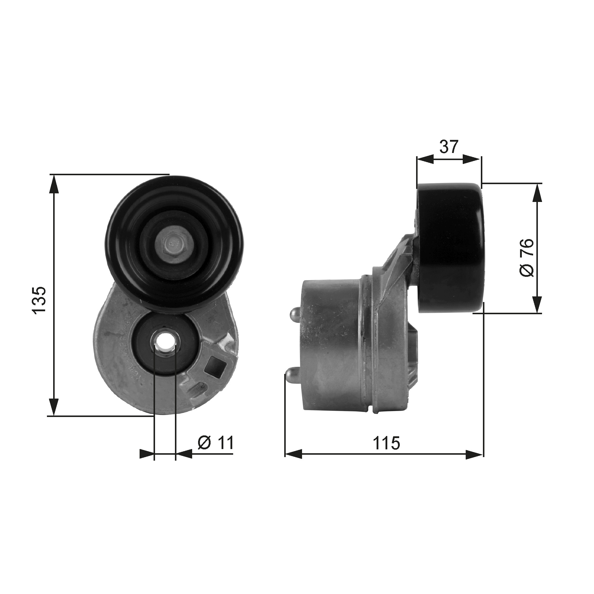 Belt Tensioner, V-ribbed belt - T38431 GATES