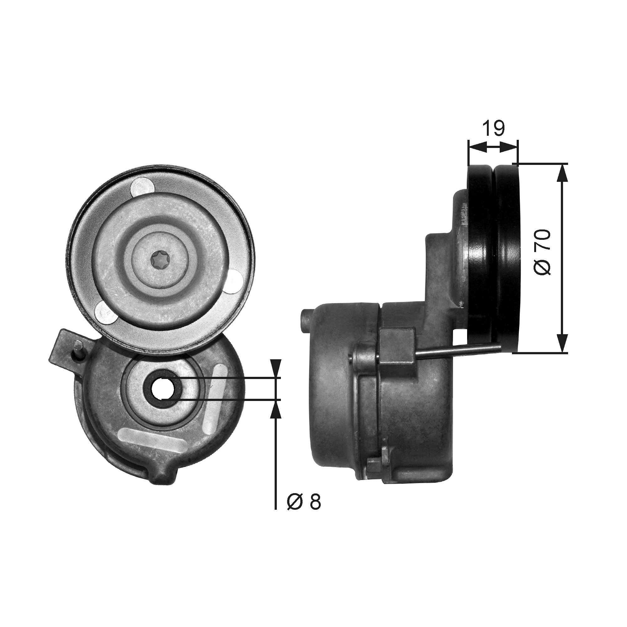 Belt Tensioner, V-ribbed belt - T38558 GATES