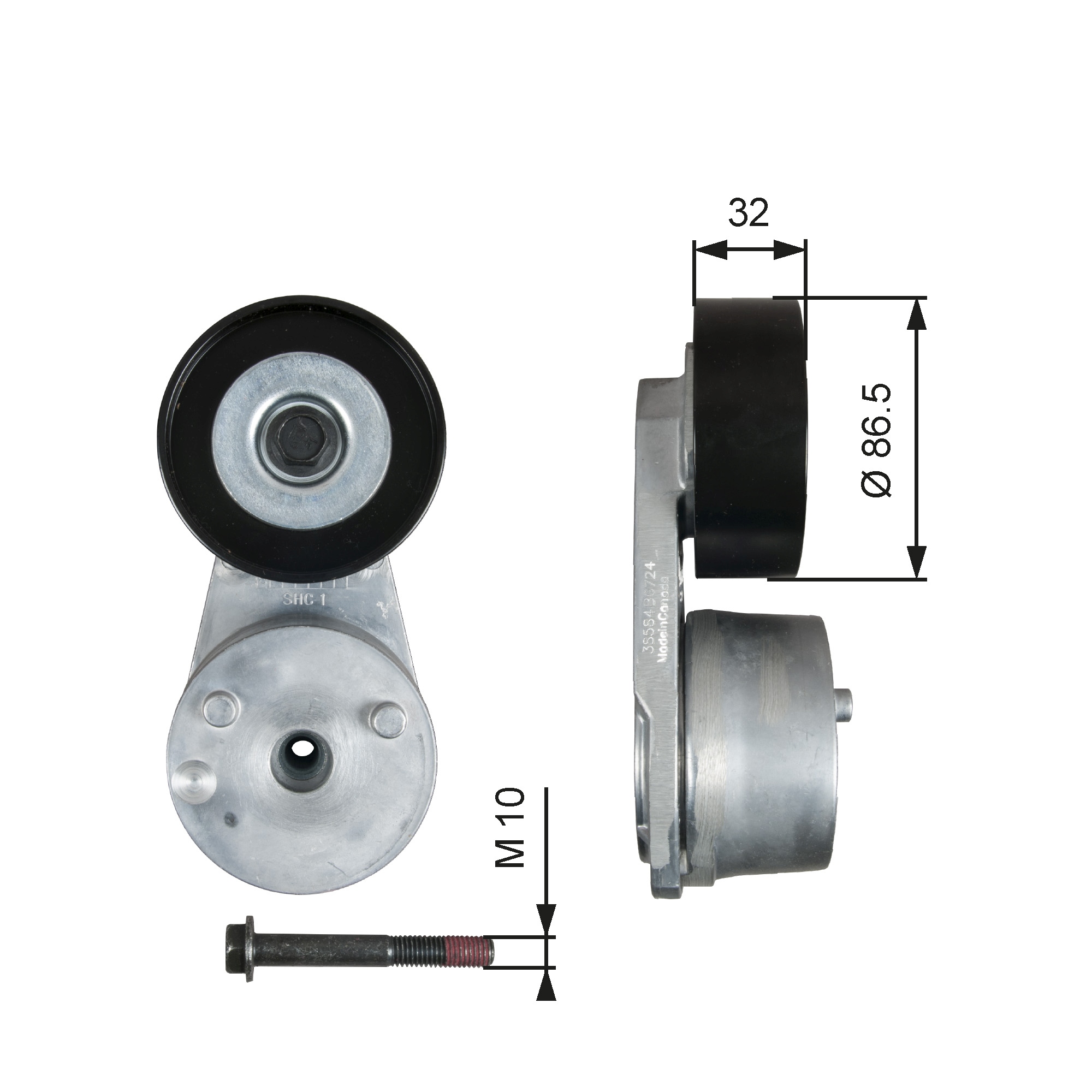Belt Tensioner, V-ribbed belt - T38584 GATES