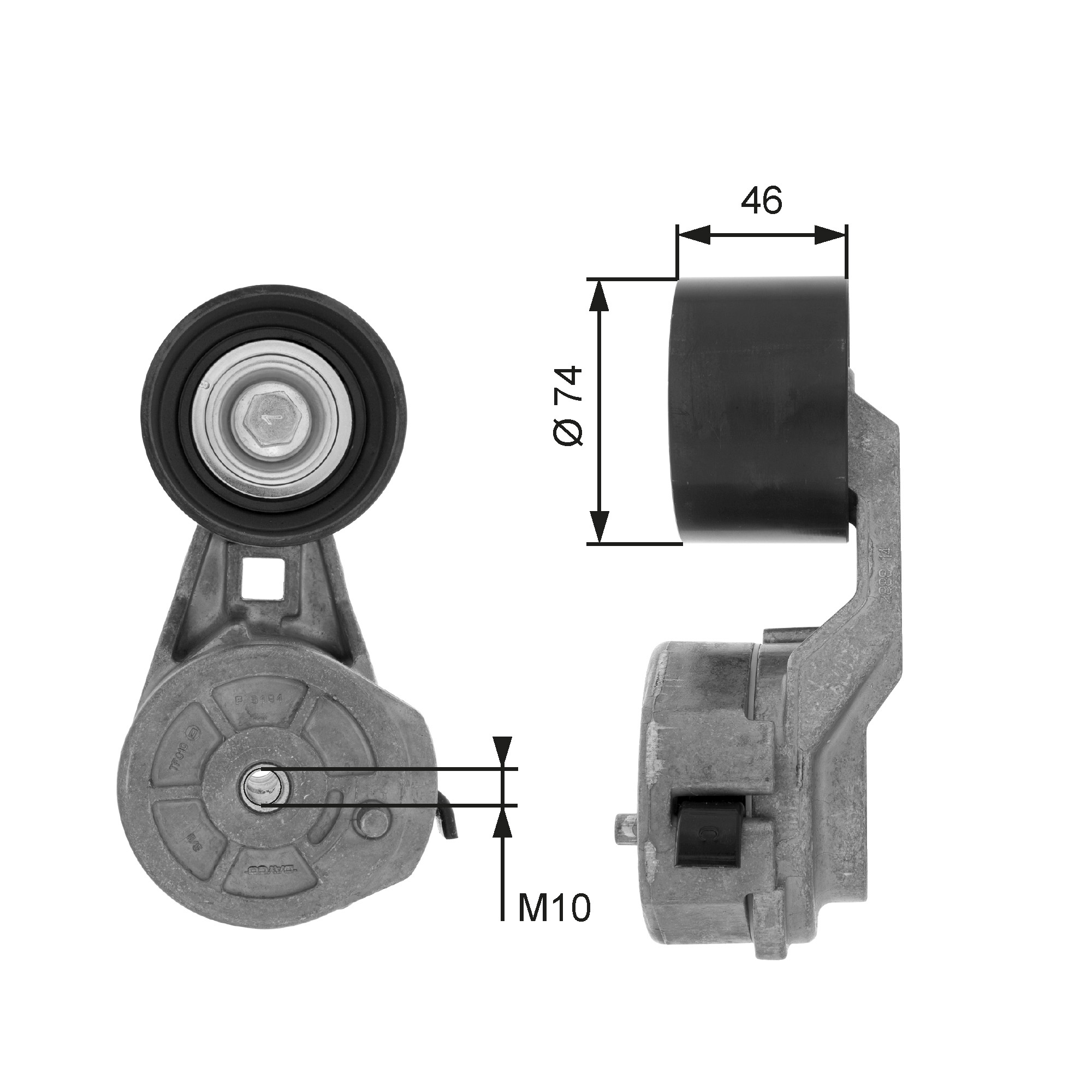 Belt Tensioner, V-ribbed belt - T38602 GATES
