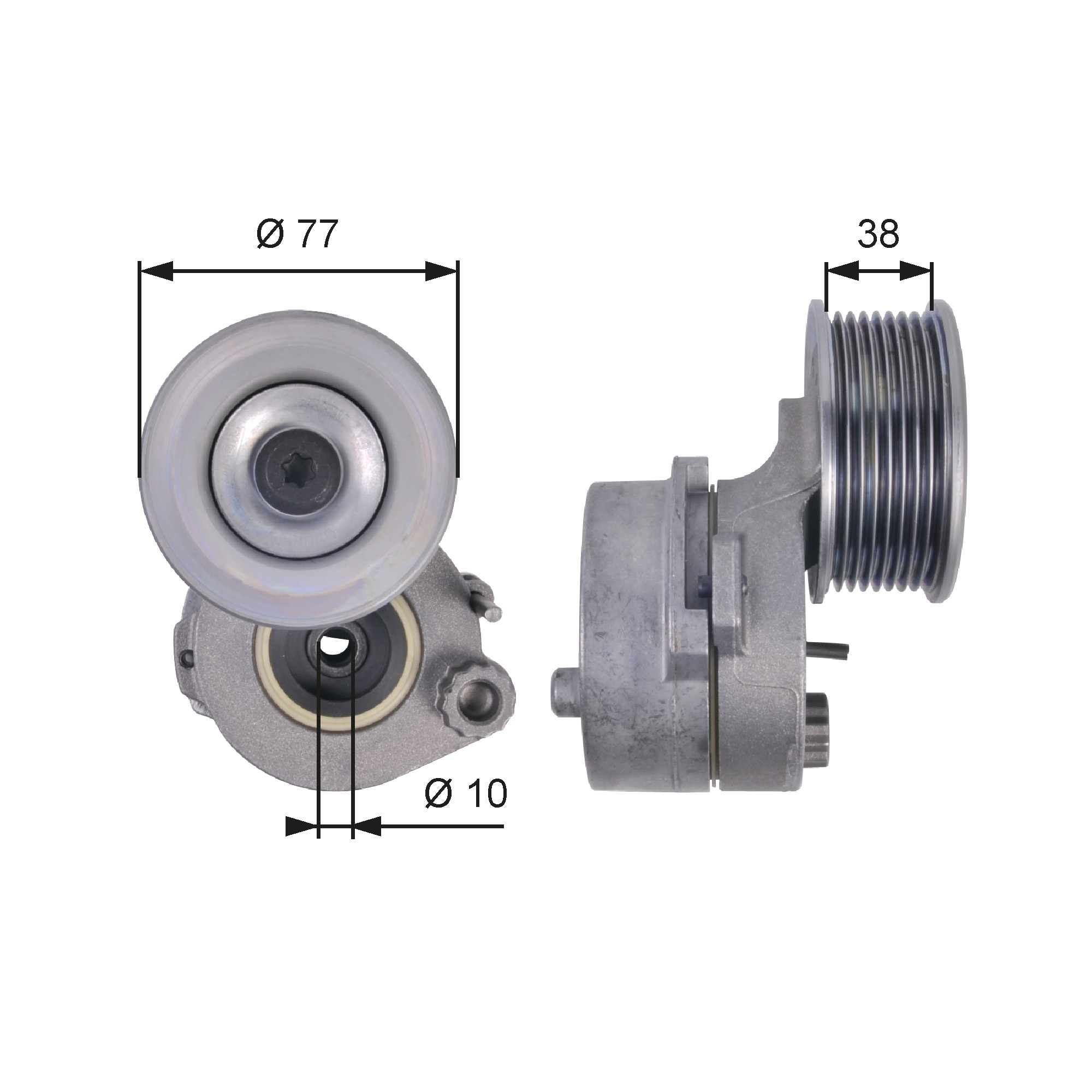 Belt Tensioner, V-ribbed belt - T38663 GATES