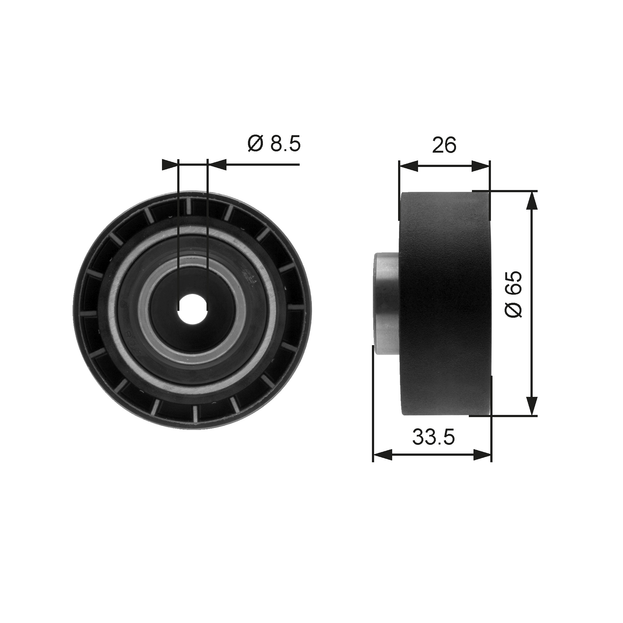 Tensioner Pulley, V-ribbed belt - T39057 GATES