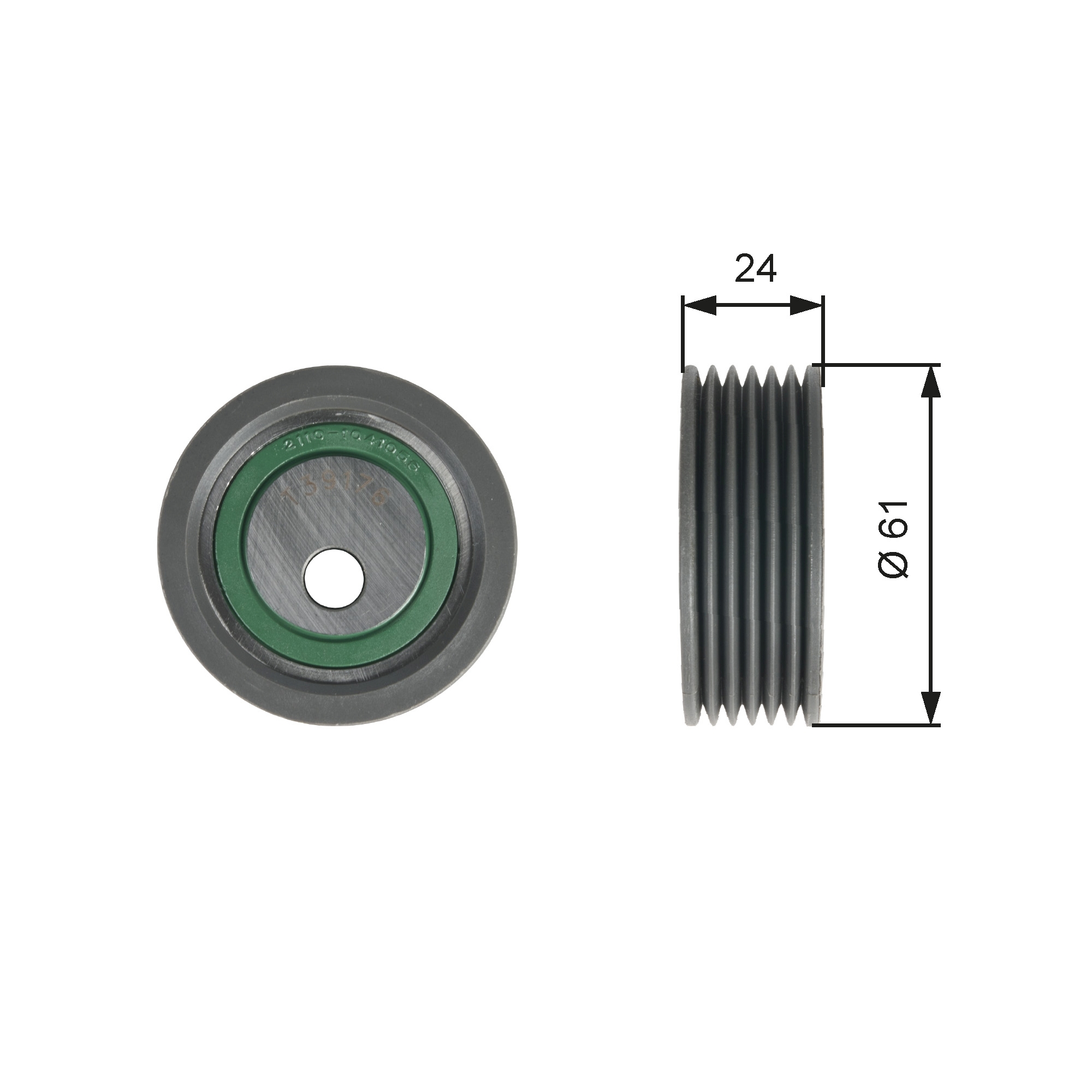 Tensioner Pulley, V-ribbed belt - T39176 GATES