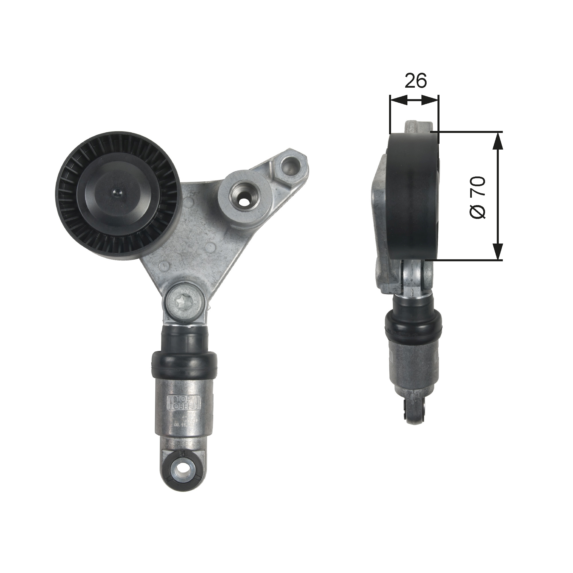 Tensioner Pulley, V-ribbed belt - T39258 GATES