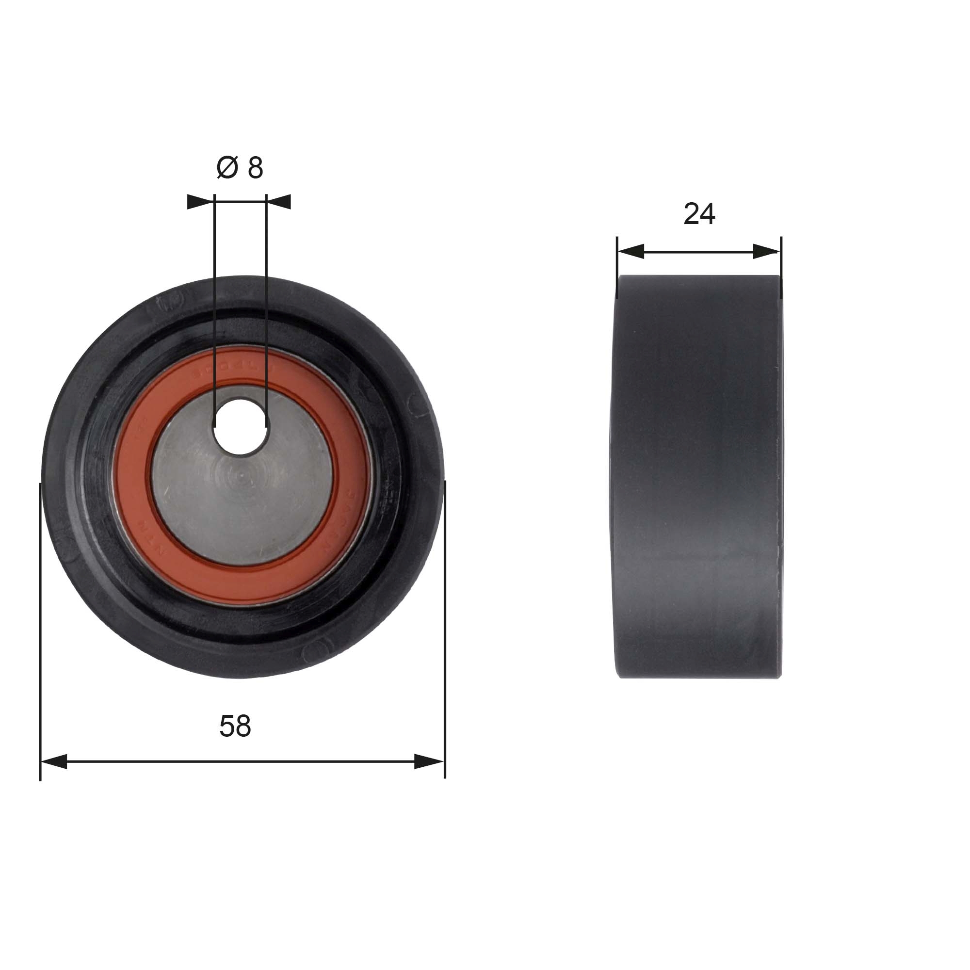 Tensioner Pulley, timing belt - T41064 GATES