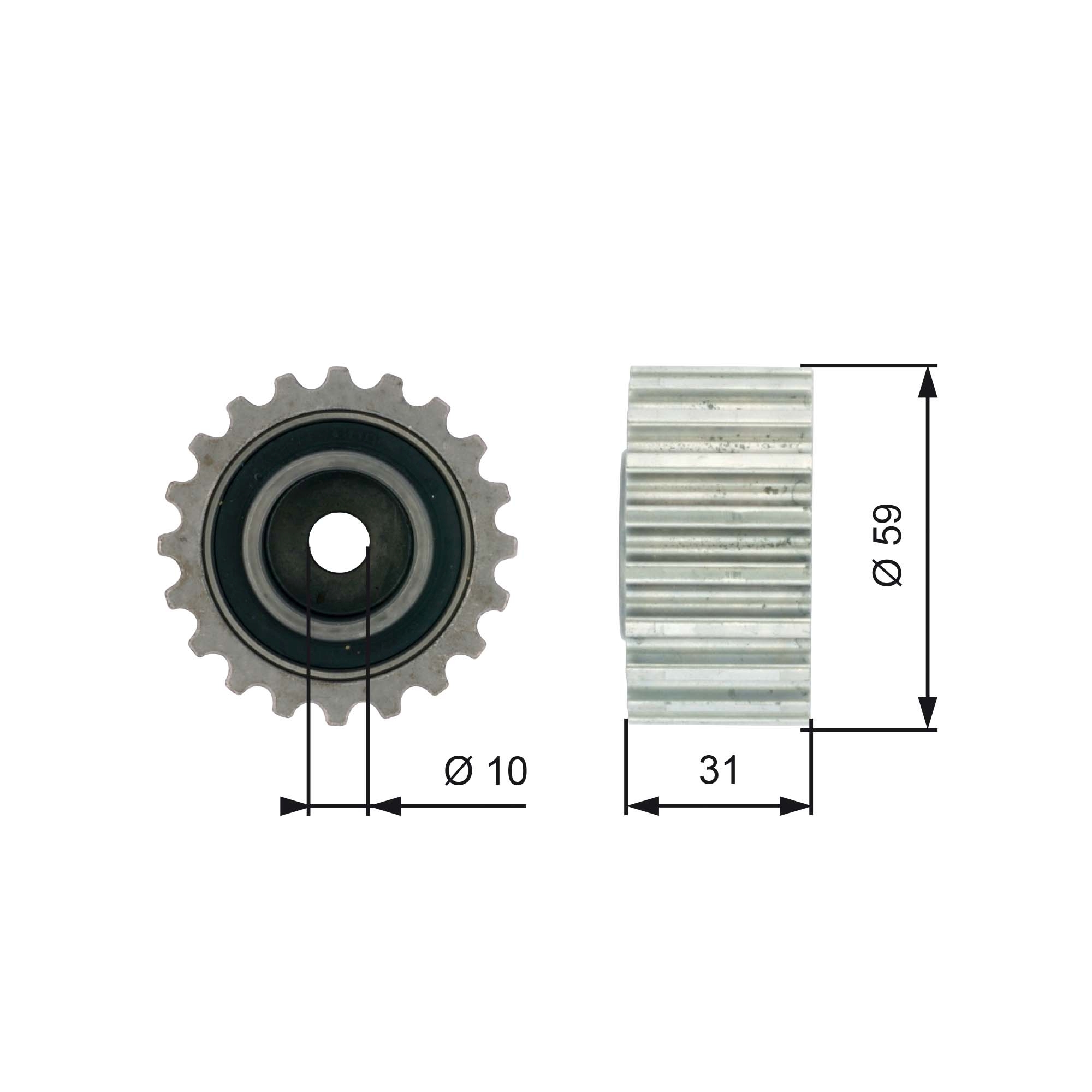 Deflection/Guide Pulley, timing belt - T41236 GATES