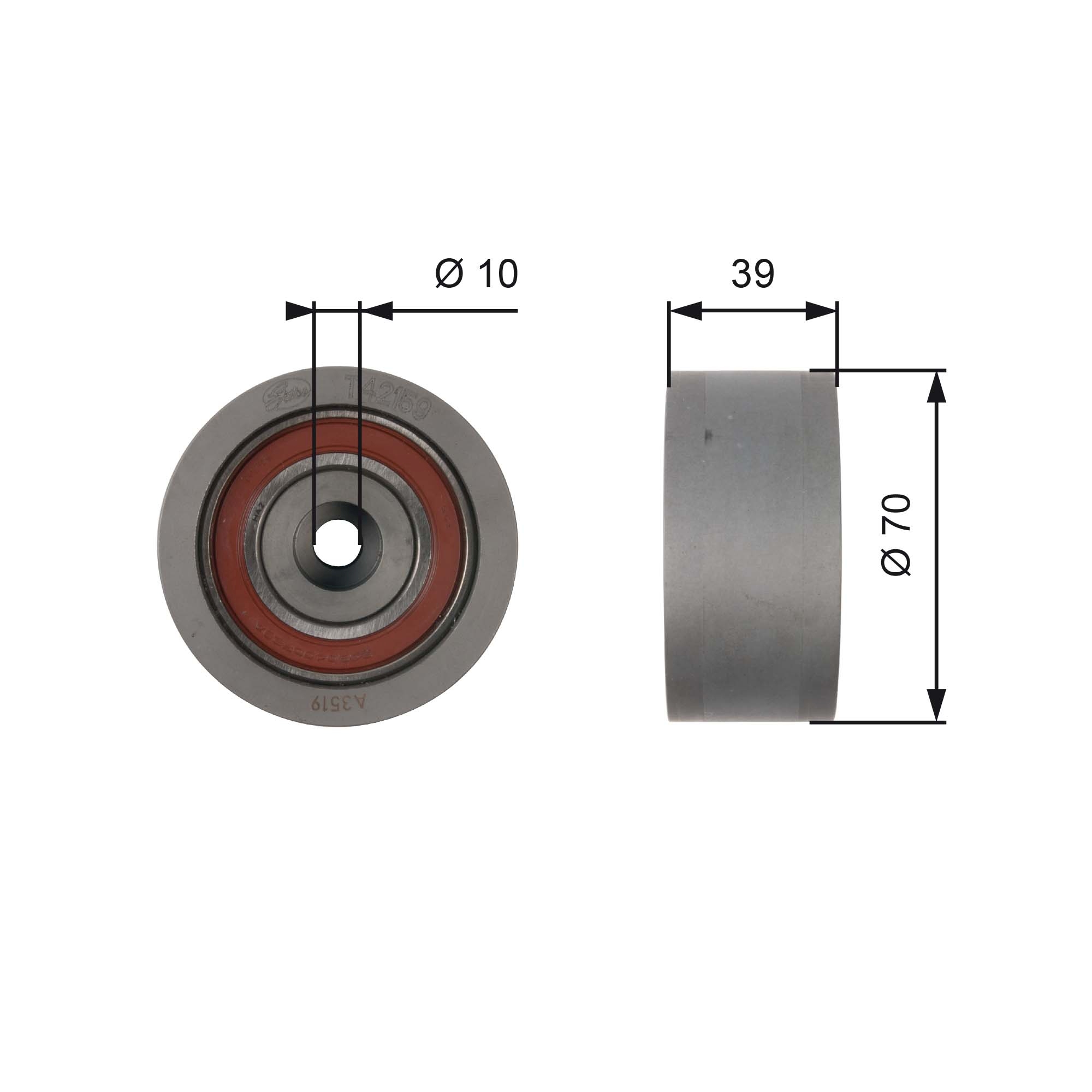 Deflection/Guide Pulley, timing belt - T42159 GATES