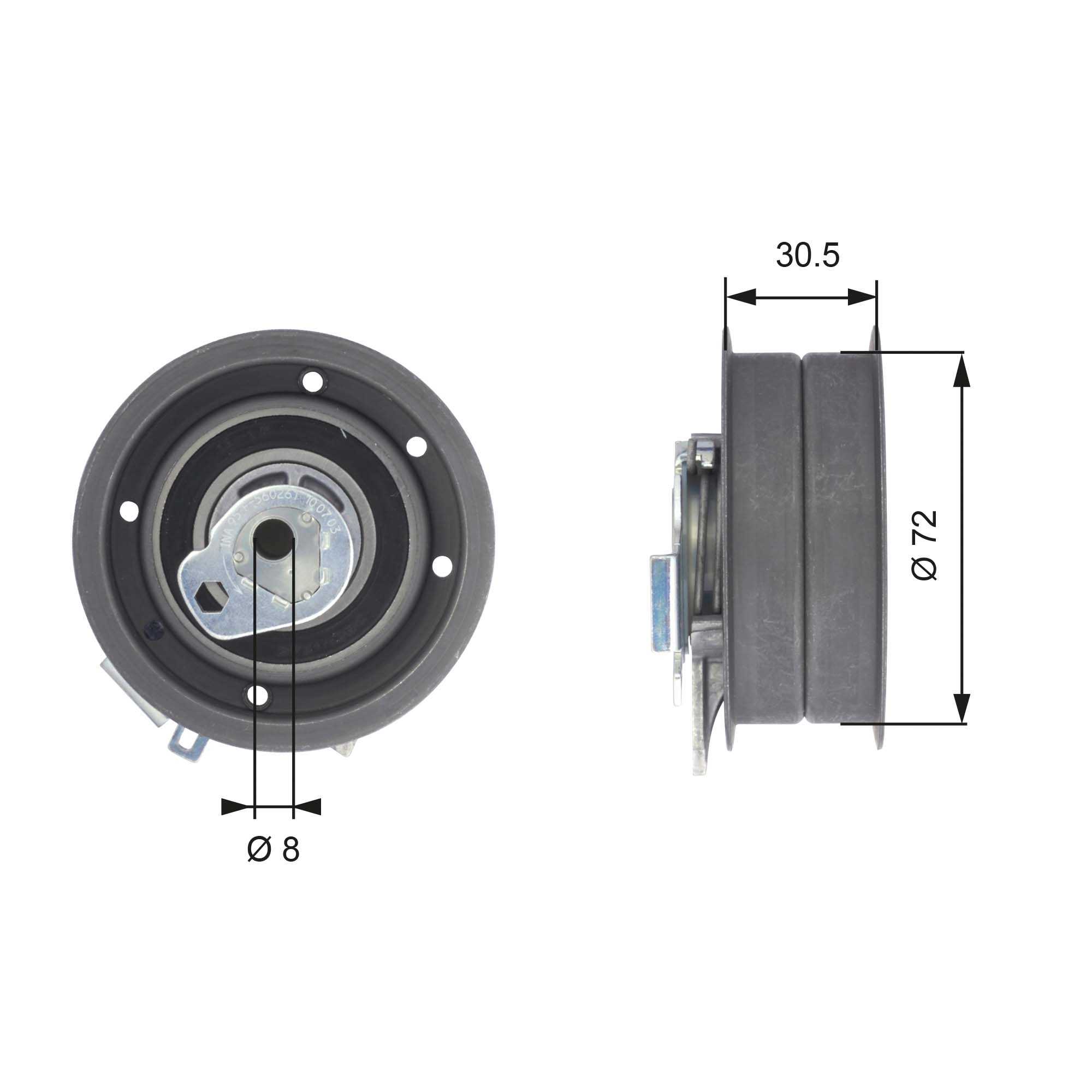 Tensioner Pulley, timing belt - T43010 GATES