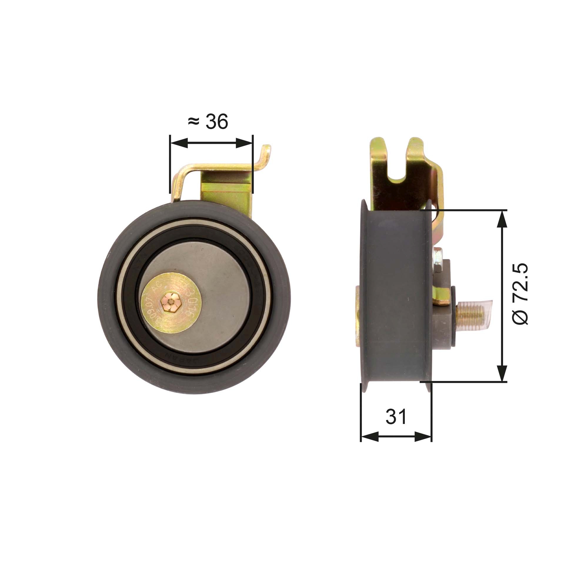 Tensioner Pulley, timing belt - T43016 GATES