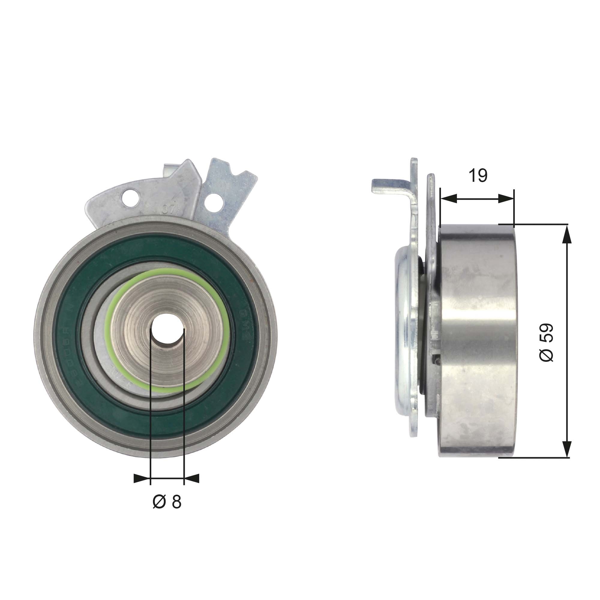 Tensioner Pulley, timing belt - T43038 GATES
