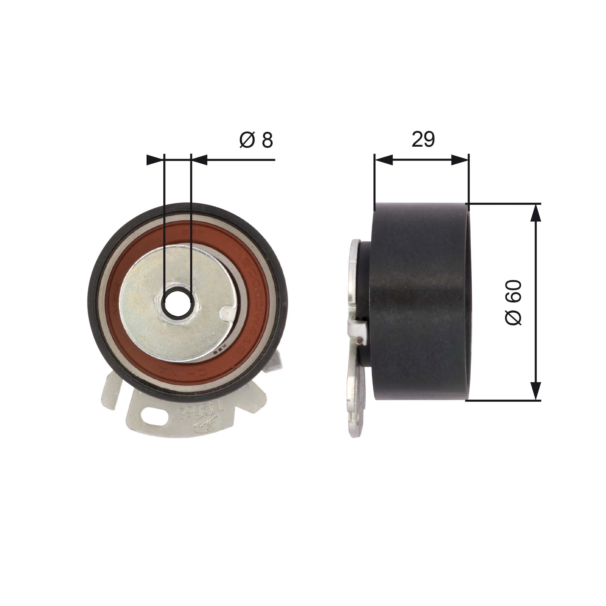 Tensioner Pulley, timing belt - T43068 GATES