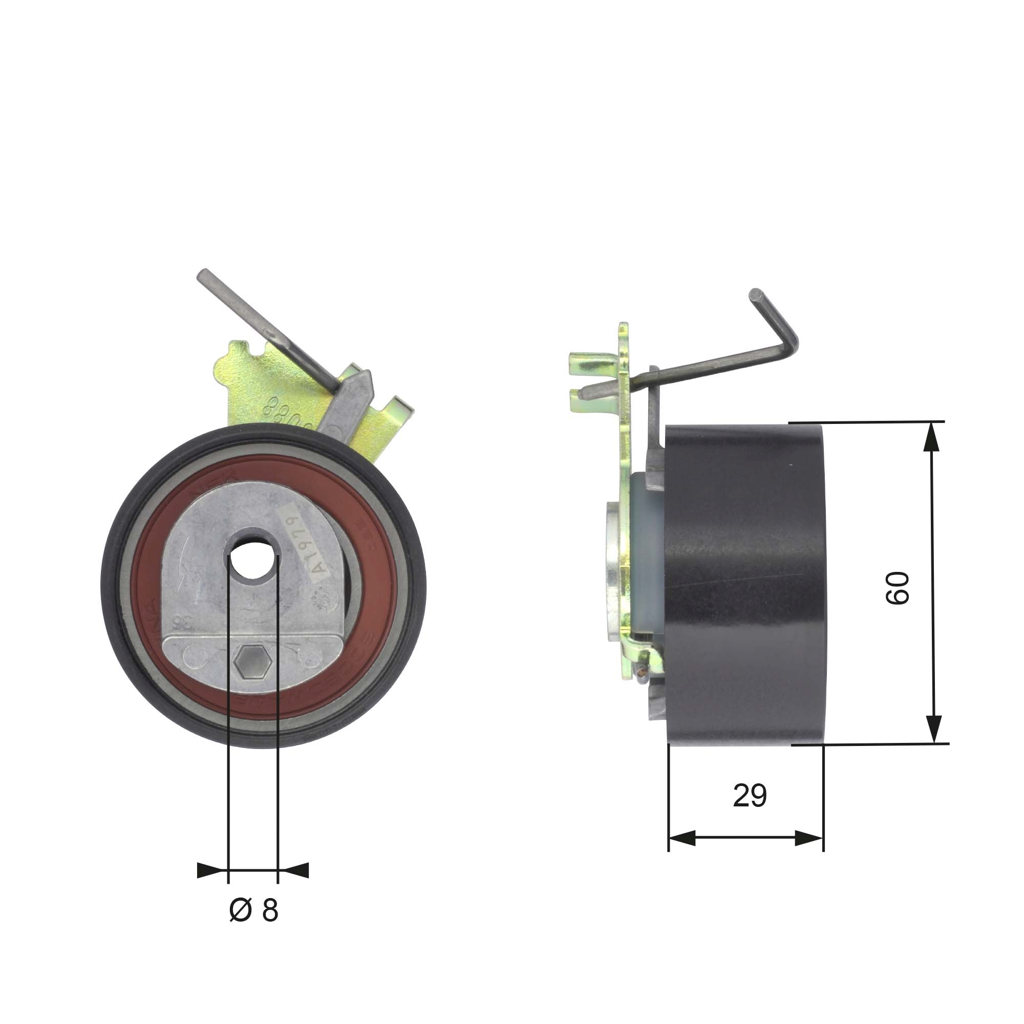 Tensioner Pulley, timing belt - T43088 GATES