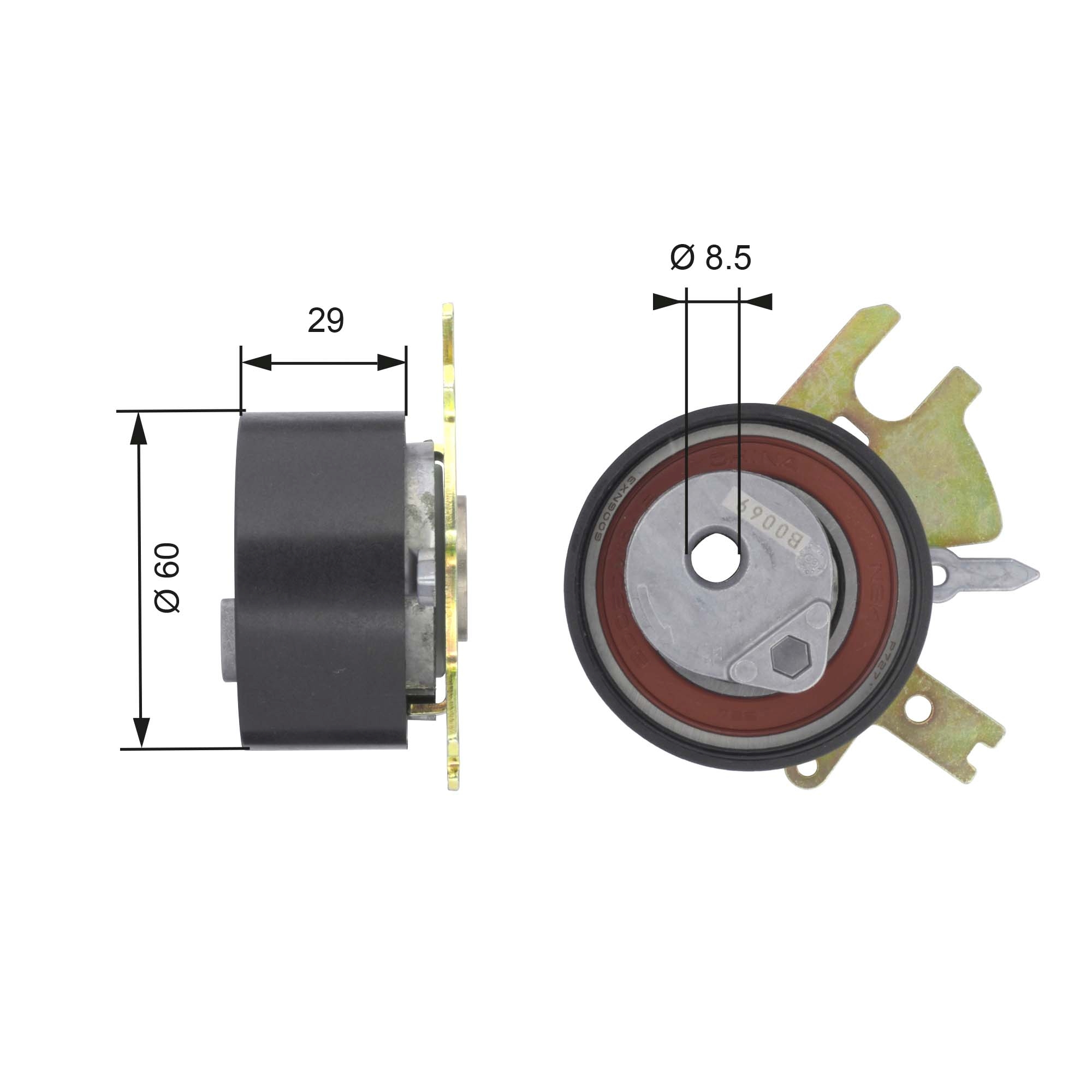 Tensioner Pulley, timing belt - T43089 GATES
