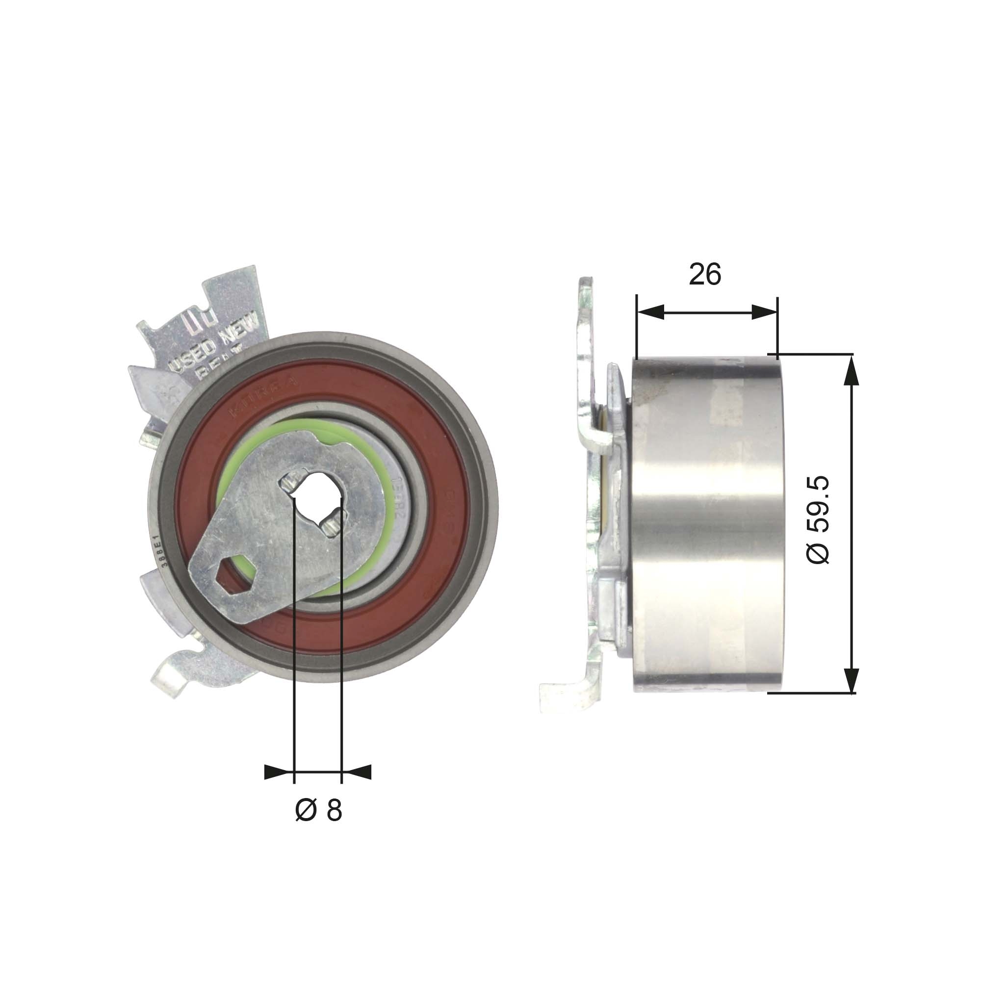 Tensioner Pulley, timing belt - T43106 GATES