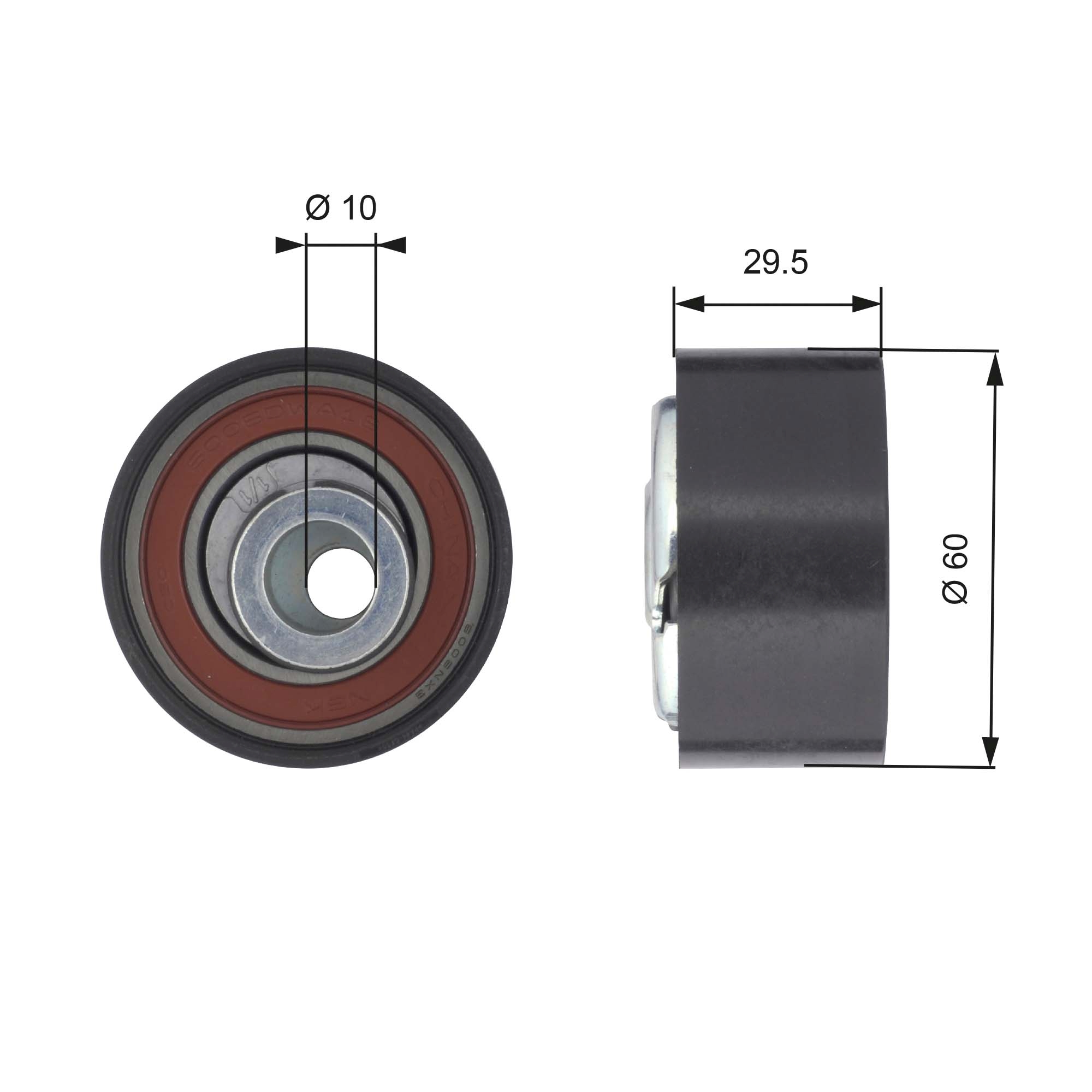 Tensioner Pulley, timing belt - T43147 GATES