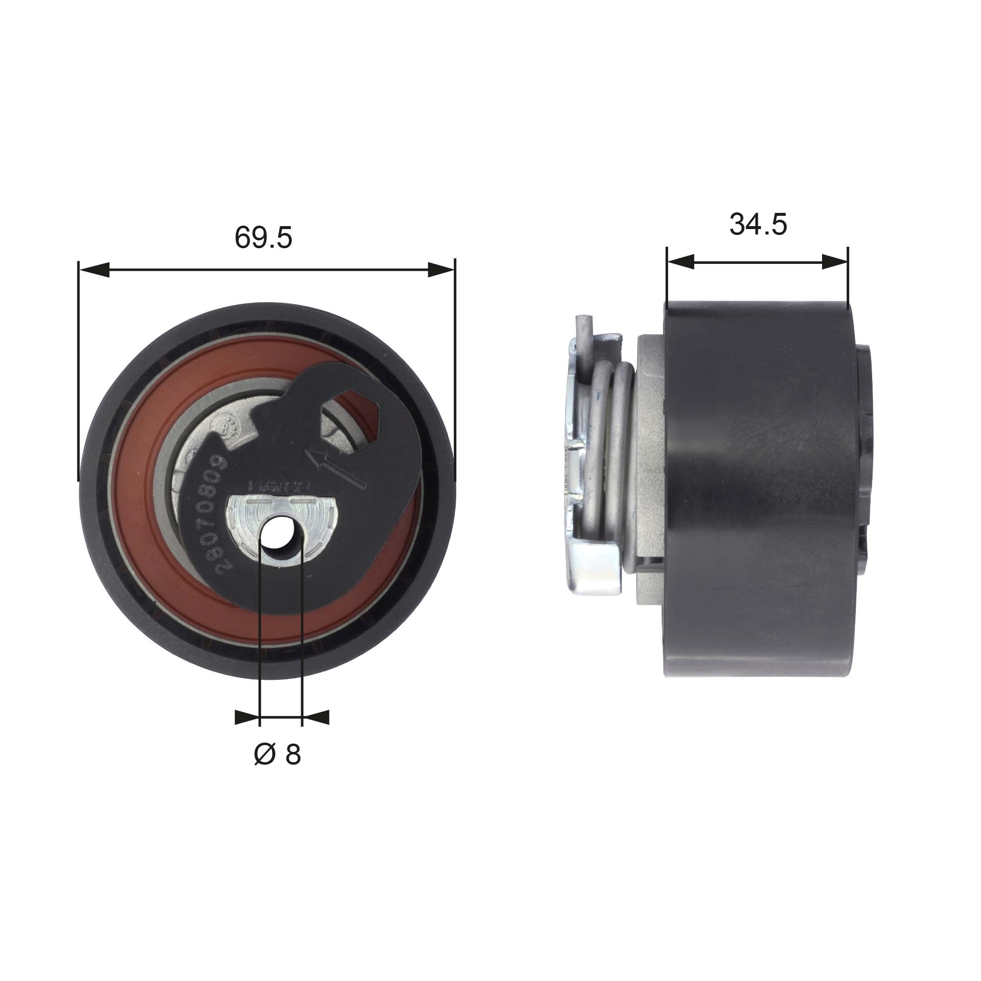 Tensioner Pulley, timing belt - T43200 GATES