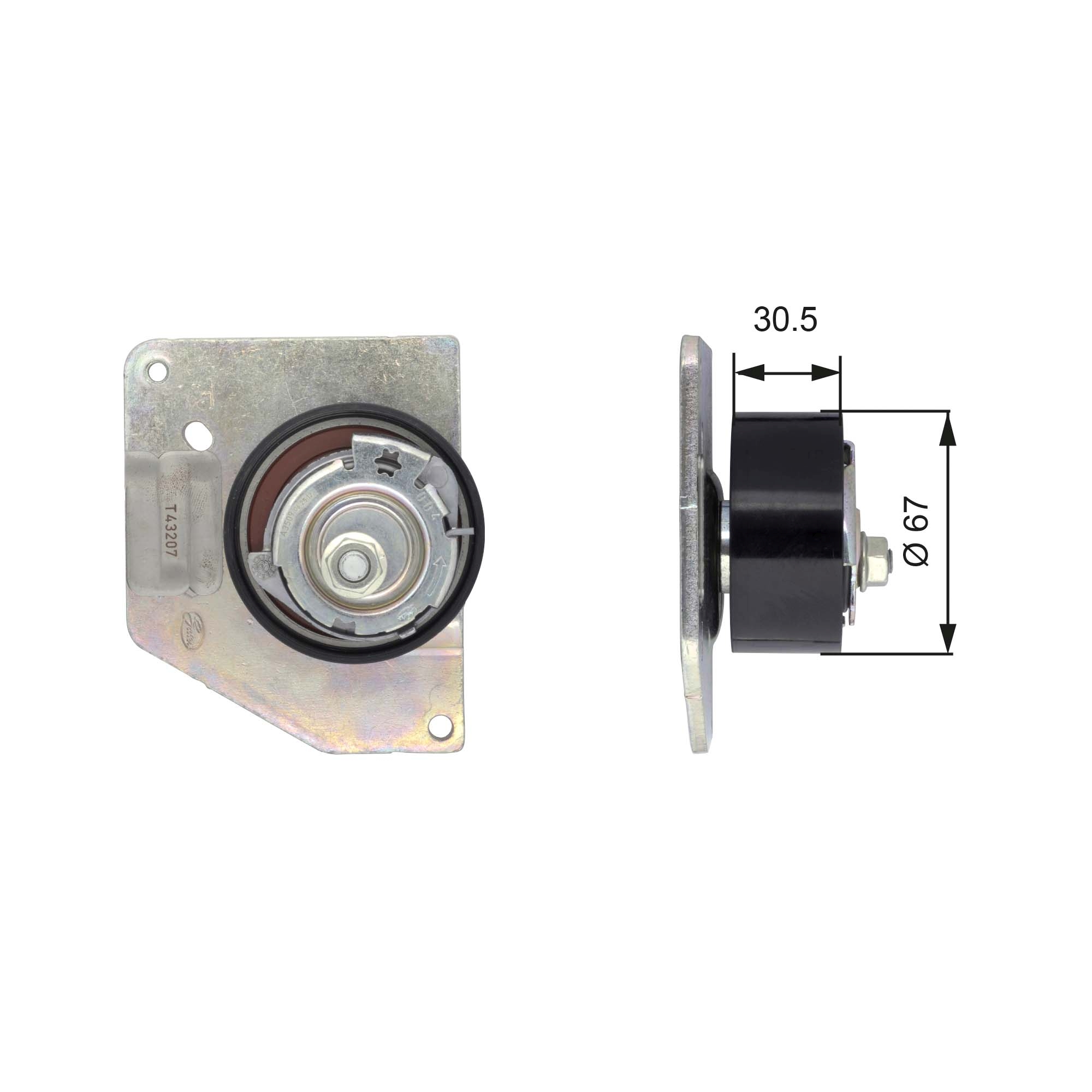 Tensioner Pulley, timing belt - T43207 GATES