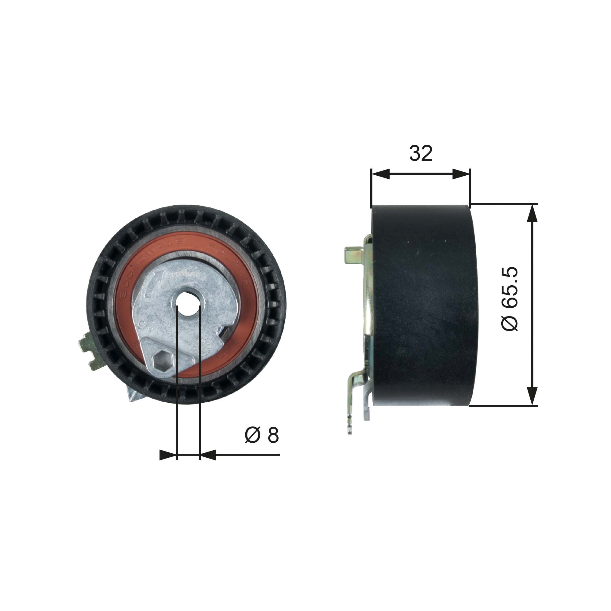 Tensioner Pulley, timing belt - T43236 GATES