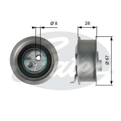 Tensioner Pulley, timing belt - T43237 GATES
