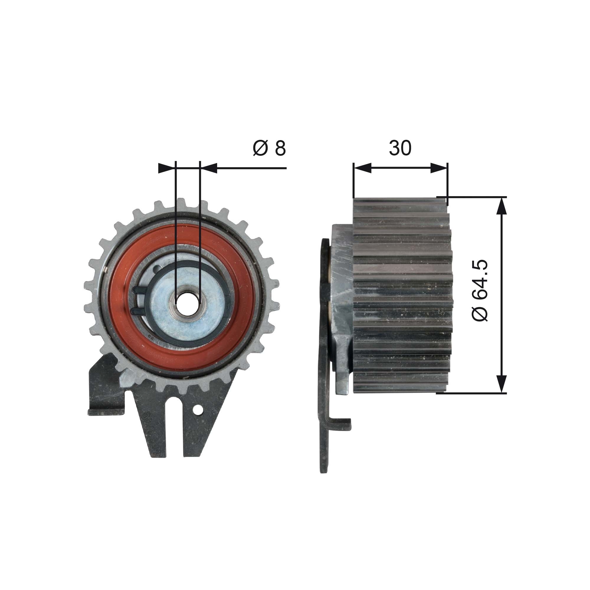 Tensioner Pulley, timing belt - T43239 GATES