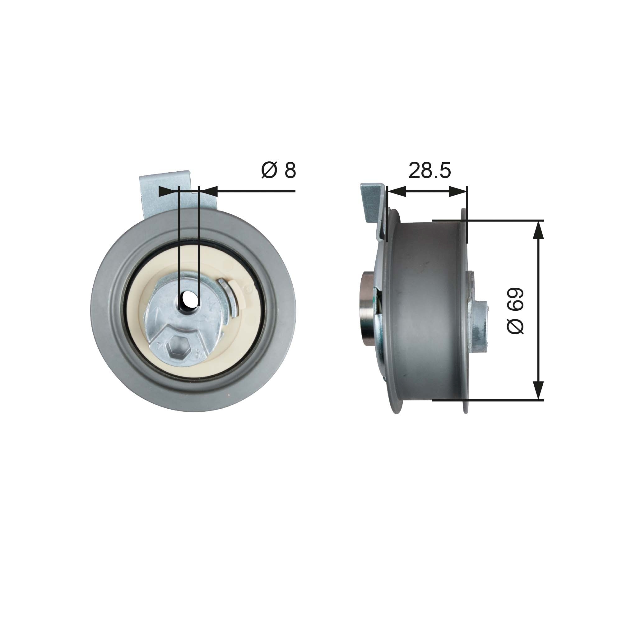 Tensioner Pulley, timing belt - T43242 GATES