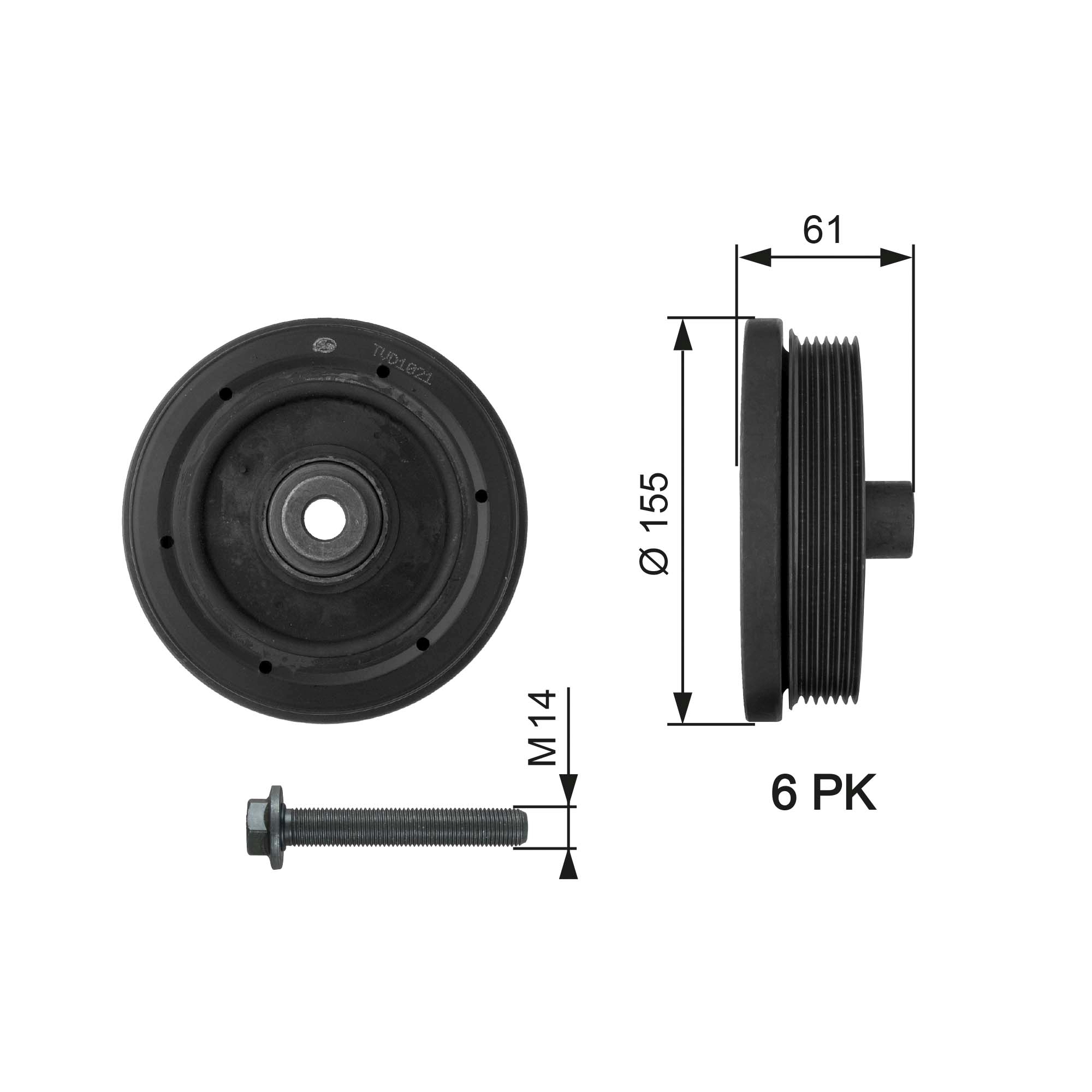 Belt Pulley, crankshaft - TVD1021A GATES