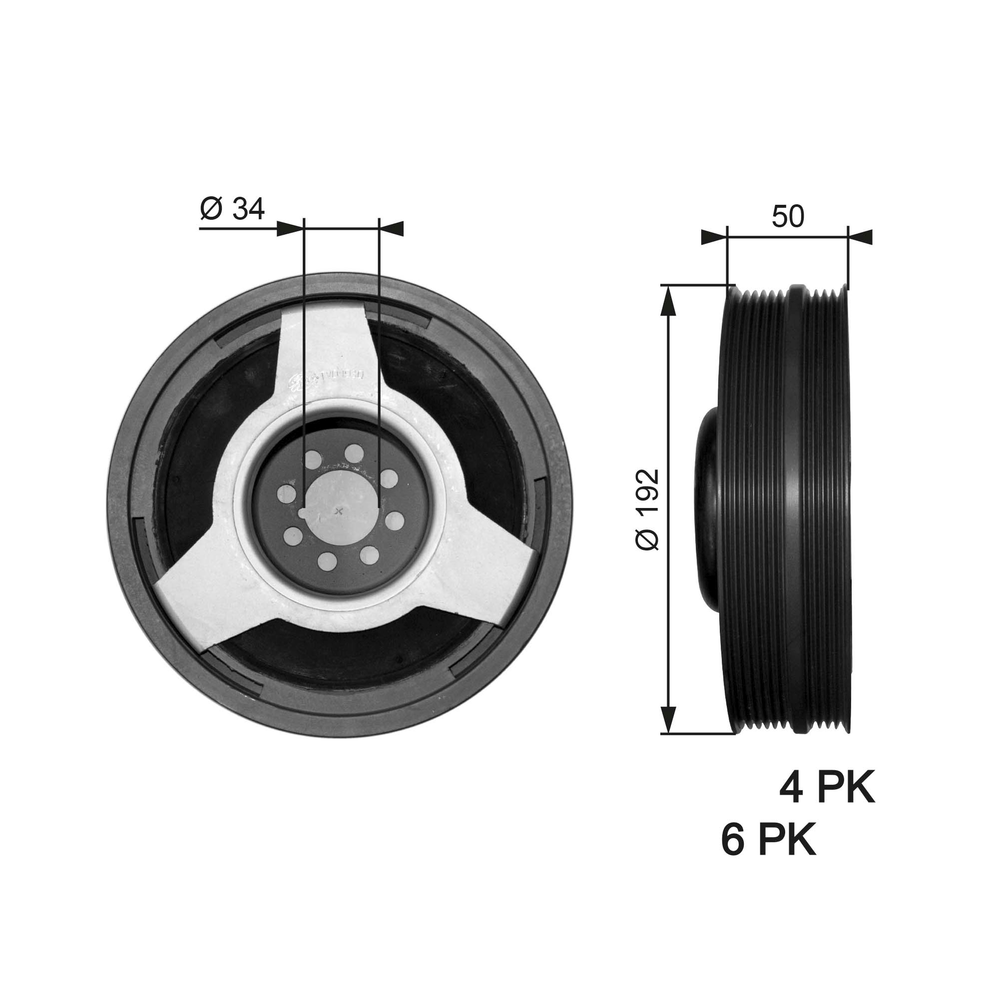 Belt Pulley, crankshaft - TVD1030 GATES