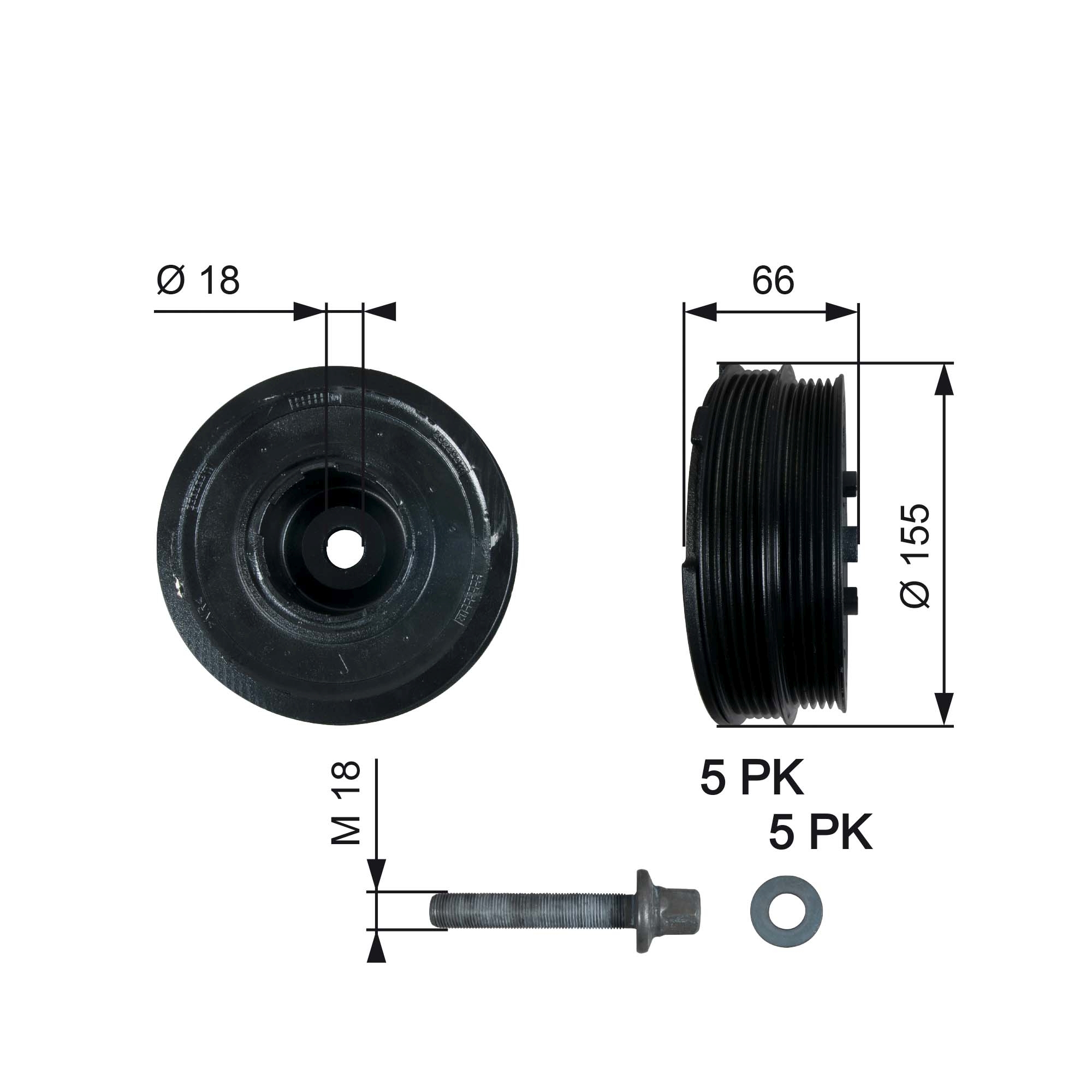 Belt Pulley, crankshaft - TVD1037A GATES