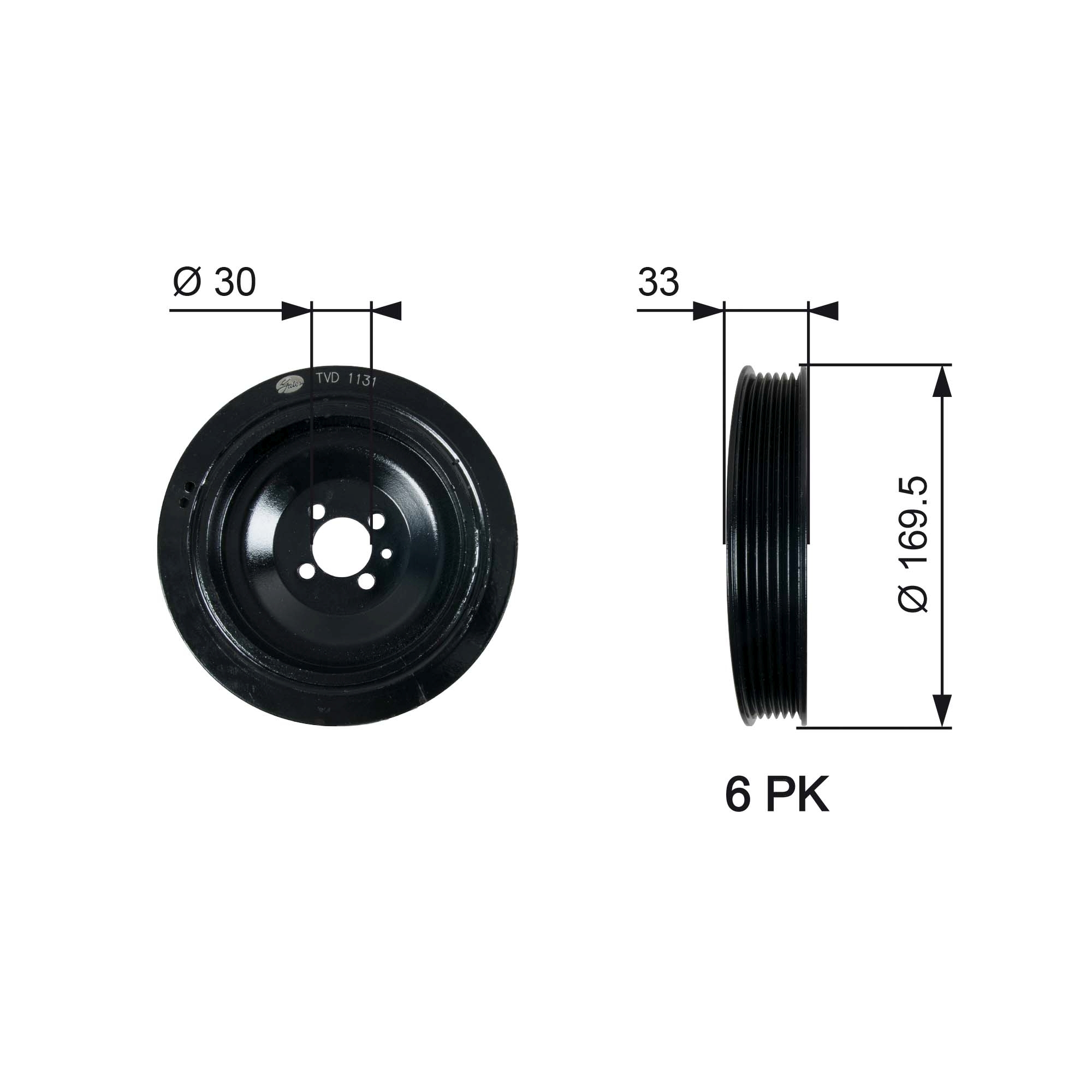 Belt Pulley, crankshaft - TVD1131 GATES