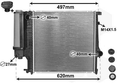 Radiatore, Raffreddamento motore - 06002124 VAN WEZEL
