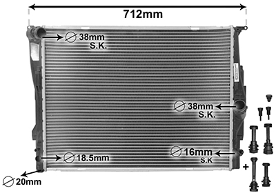 Radiator, engine cooling - 06002303 VAN WEZEL