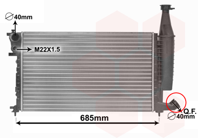 Radiator, engine cooling - 09002168 VAN WEZEL