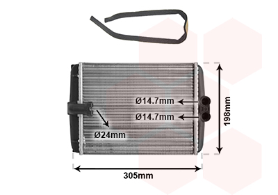 Scambiatore calore, Riscaldamento abitacolo - 30006250 VAN WEZEL