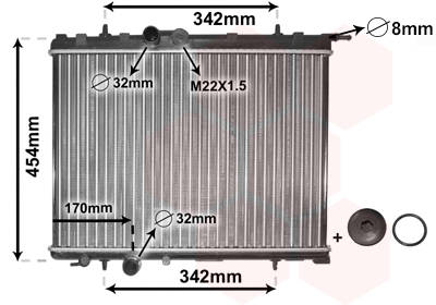 Radiator, engine cooling - 40002189 VAN WEZEL