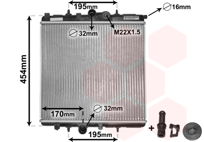 Radiator, engine cooling - 40002243 VAN WEZEL