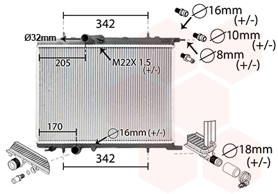 Radiatore, Raffreddamento motore - 40002300 VAN WEZEL