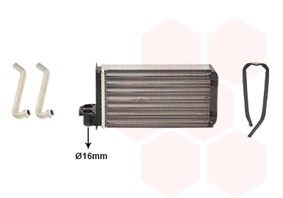 Scambiatore calore, Riscaldamento abitacolo - 40006088 VAN WEZEL